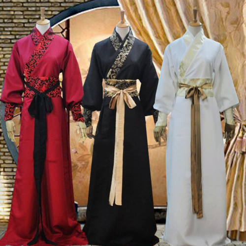 Chinese Robe Ancient Men Traditional Vintage Ethnic Stage Cosplay Dance Costume
