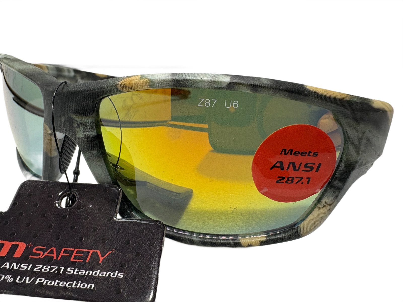 3 Pack – M+ Safety Camo Sunglasses 100% UV Protection – ANSI 287.1 Standards