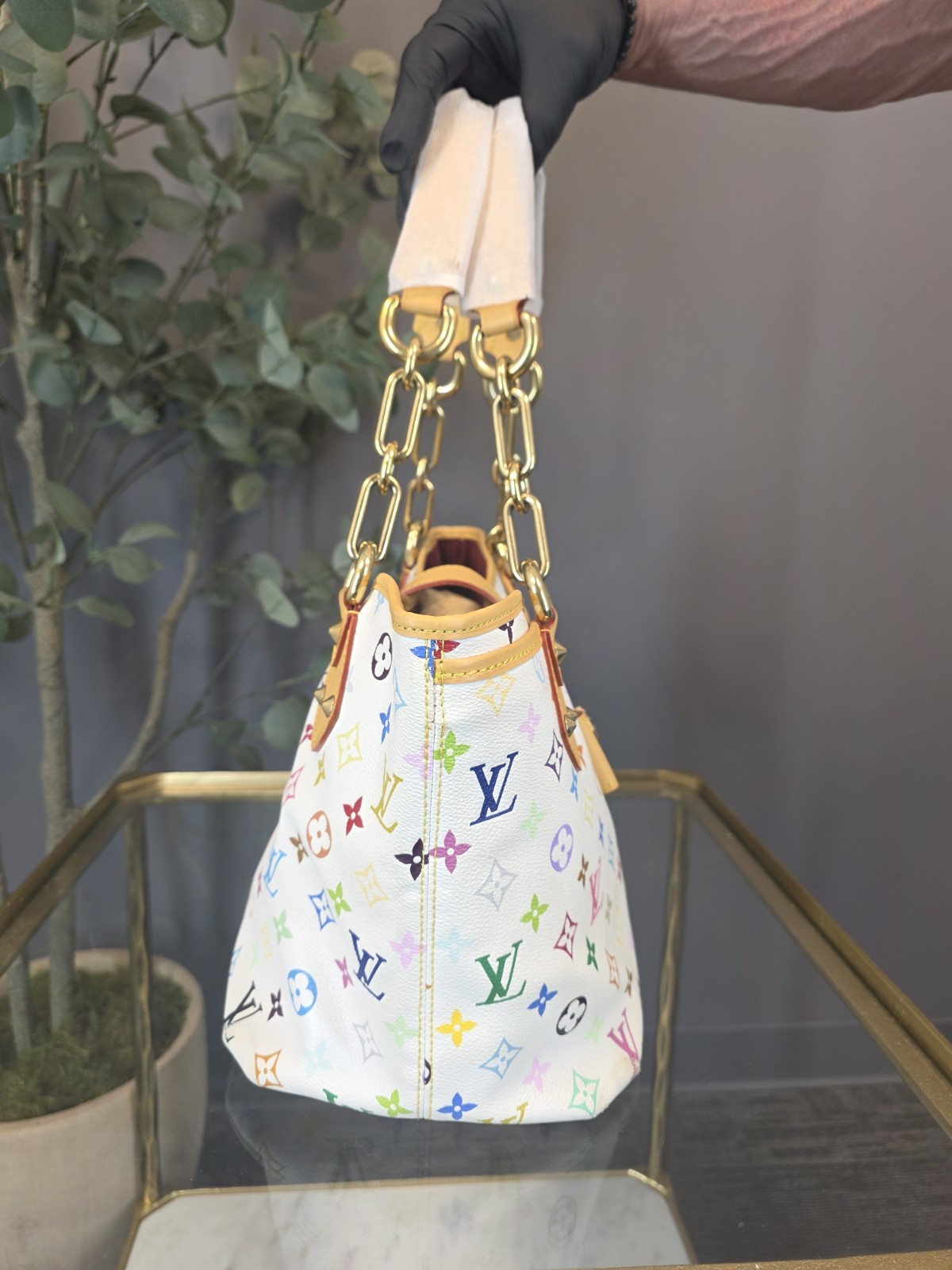 Louis Vuitton Annie Tote GM White Canvas Leather Murakami Multicolor Monogram