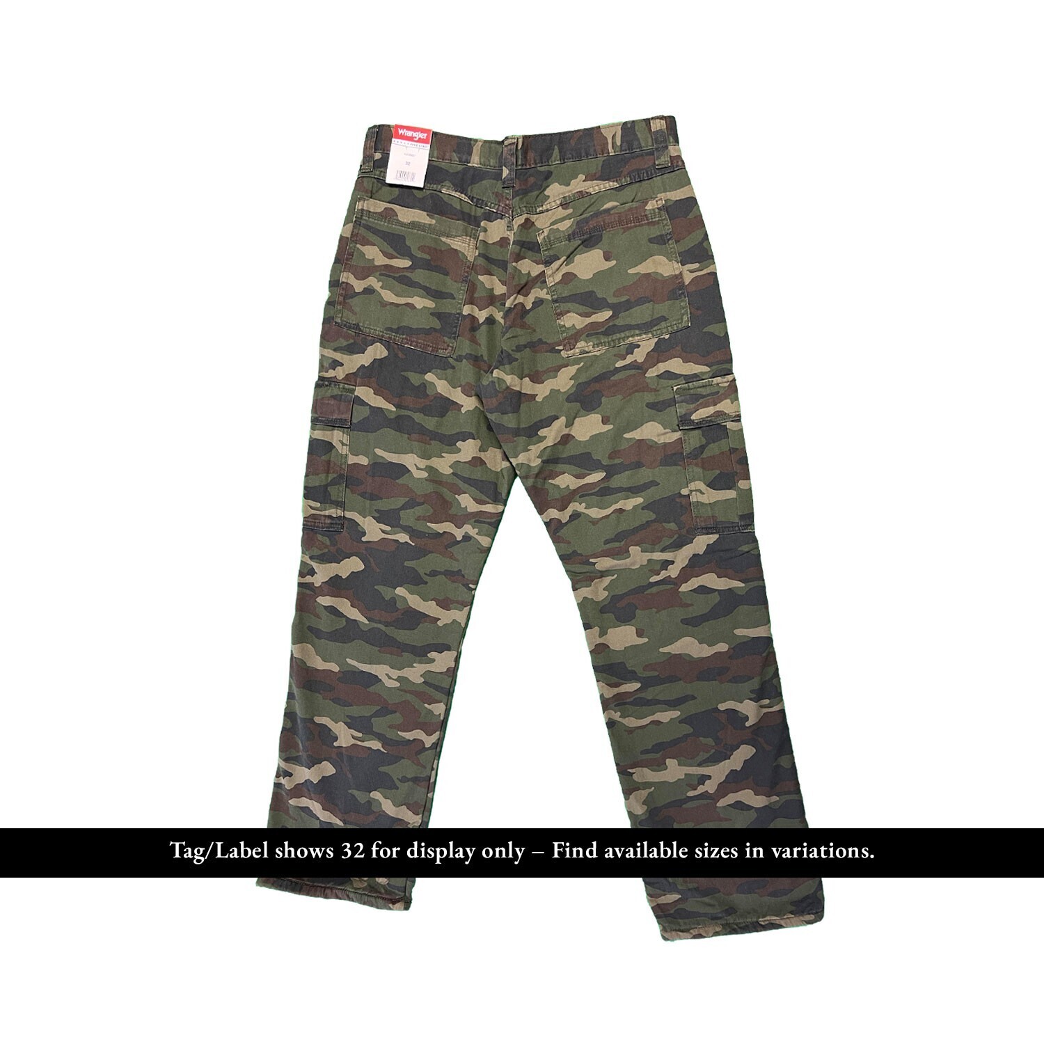 Wrangler Men’s Smooth Camo Pant Fleece Lined Cargo Relaxed Fit Five Star (S02)