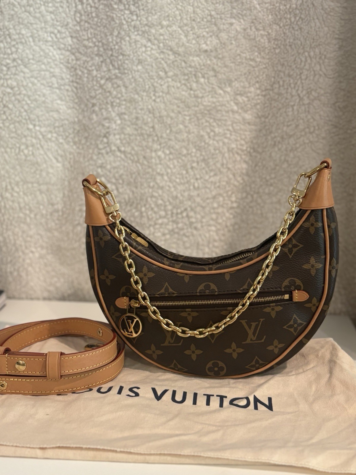 Louis Vuitton Loop Crossbody Brown Monogram Canvas with dust bag