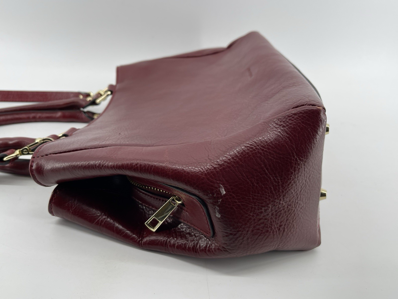 Divina Firenze Large Burgundy Red Leather Cross Body Shoulder Hand Bag Purse