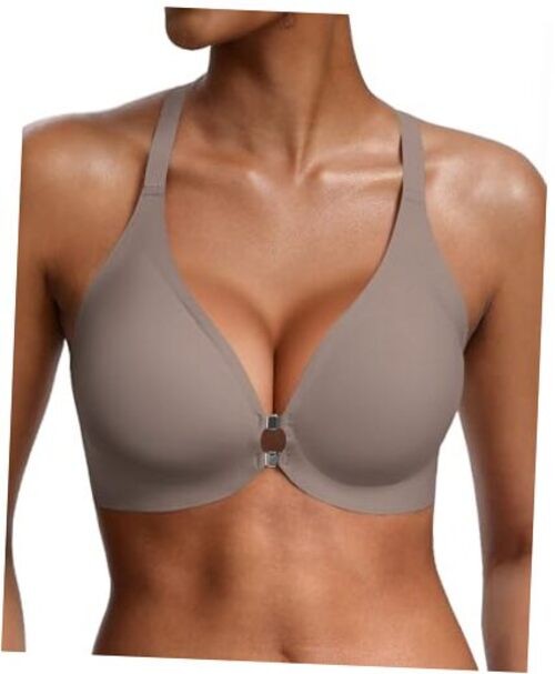 Front Closure Jelly Bras for Women No Underwire Seamless Bralettes Medium Grey