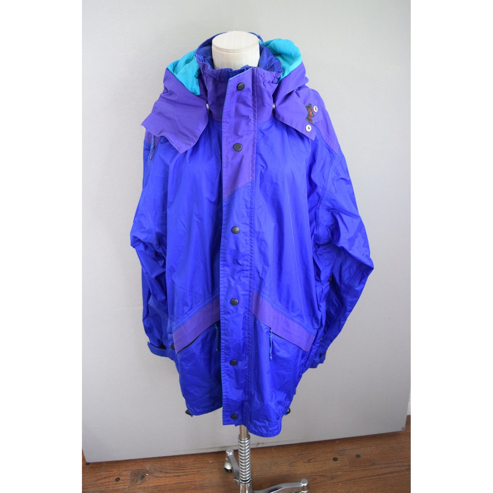 REI Gore-Tex Mountain Parka Jacket Large Blue Purple Vtg 90s Men Waterproof READ