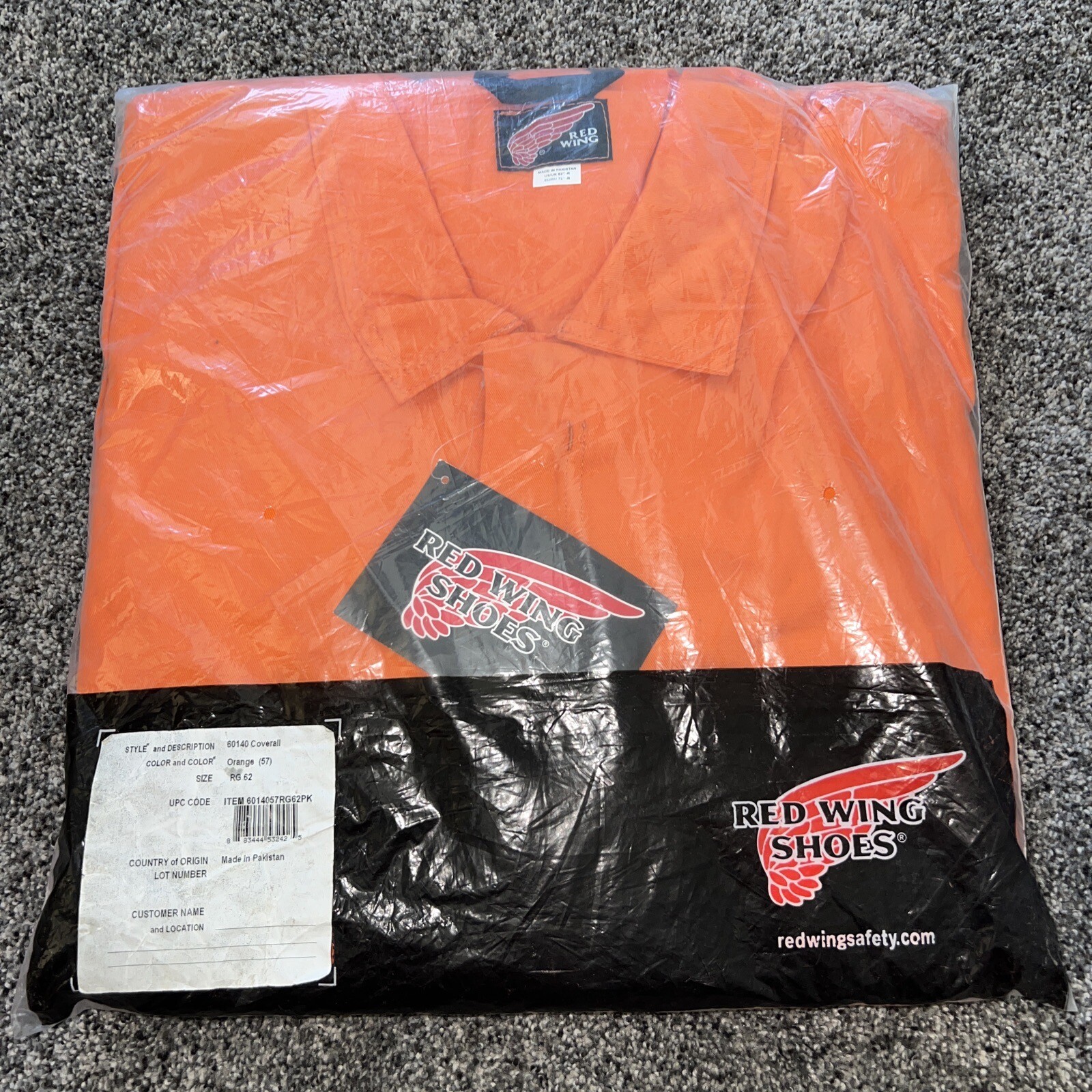 New In Package Red Wing 60140 Coverall Safety Orange Size 62 Regular (See Chart)