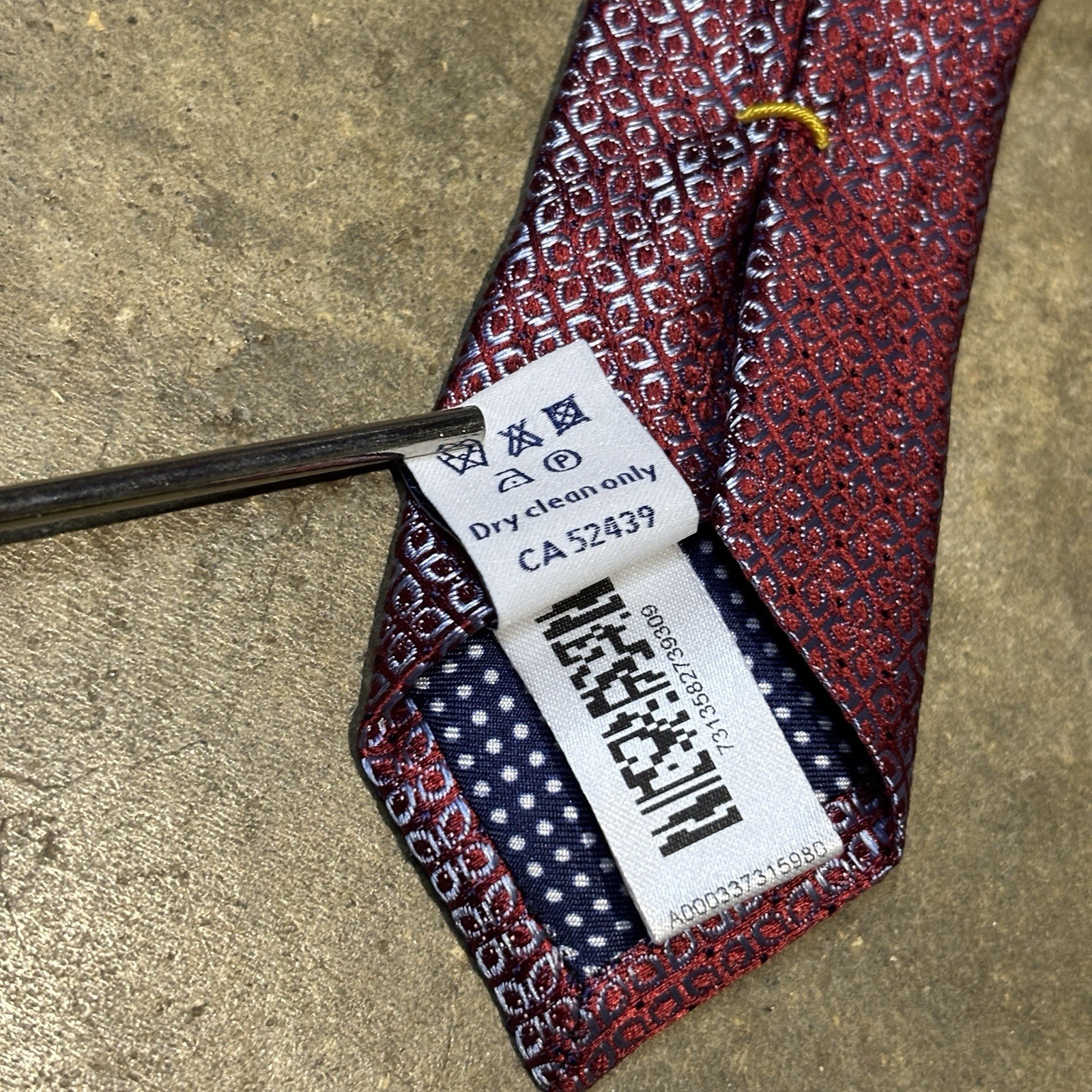 Eton Red Geometric Floral Shiny Silk Men’s Designer Tie Made in Italy