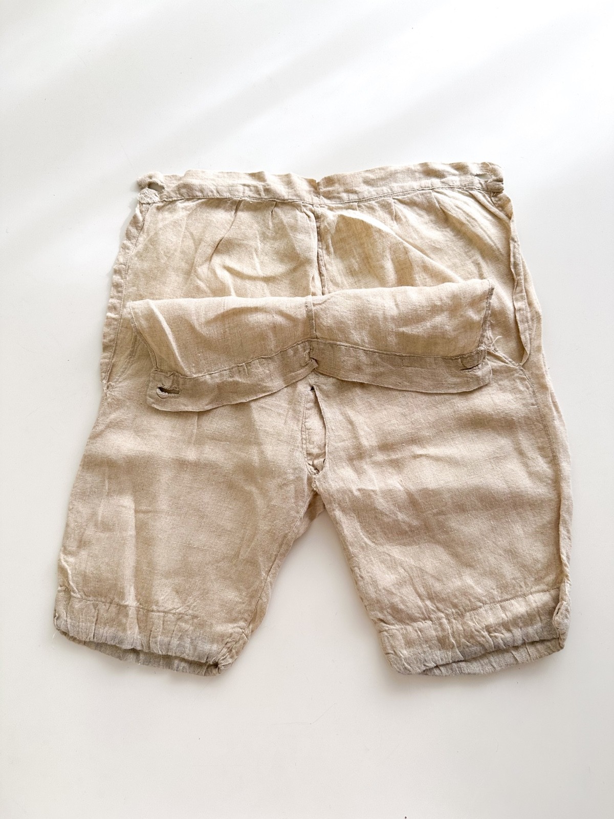 Antique 1900s Boys Linen Cotton Shorts Undergarments With Side Buttons