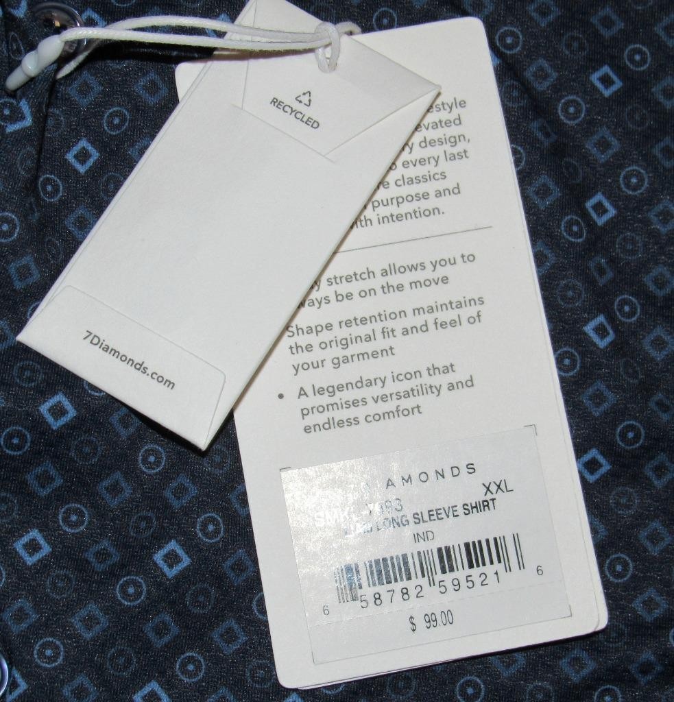 7 DIAMONDS Blue Liam Long Sleeve Button Down Shirt XXL NWT