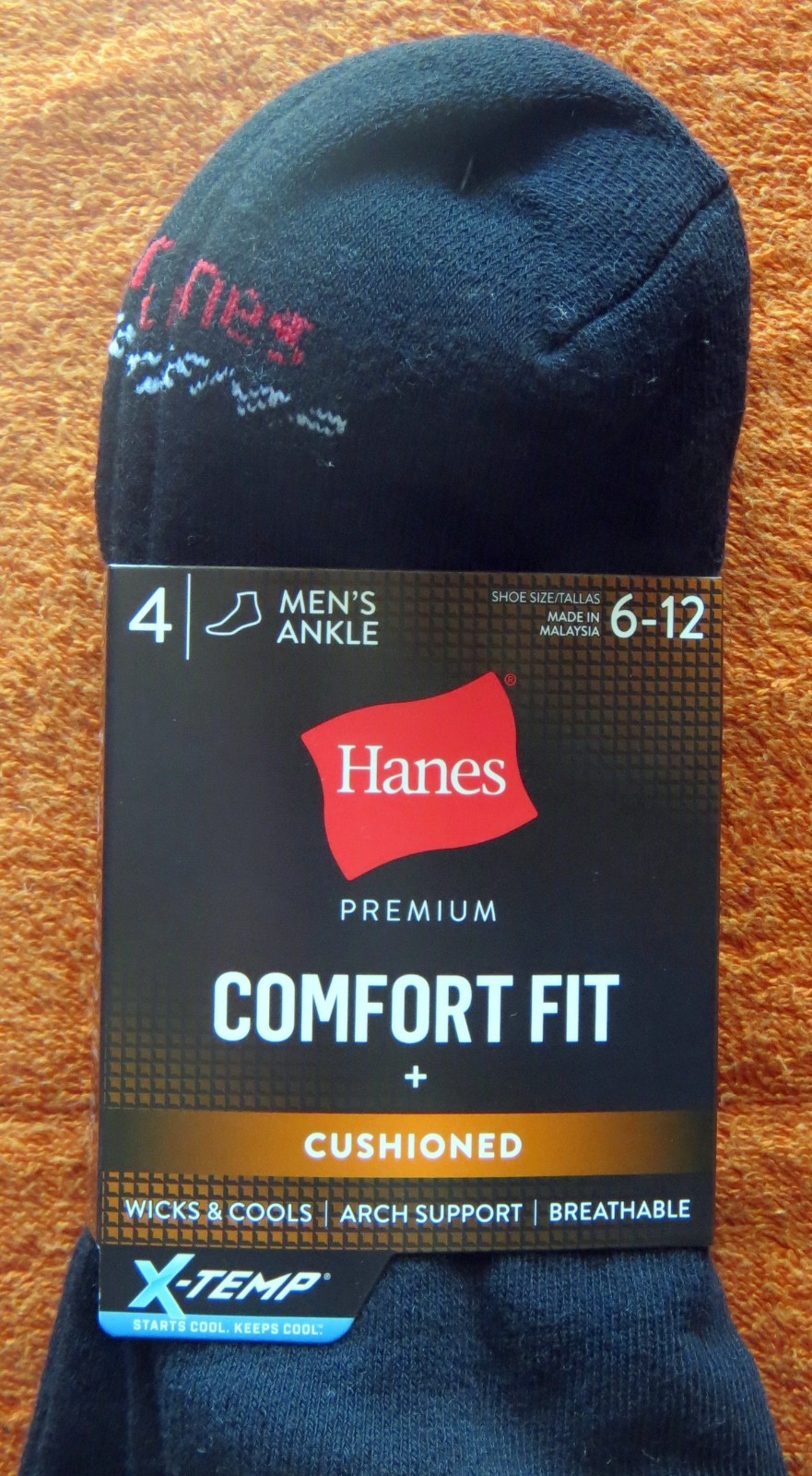 HANES® X-TEMP® COMFORT FIT Men’s Size 6-12 Lot of 4 Pair Socks*New w/o Packaging