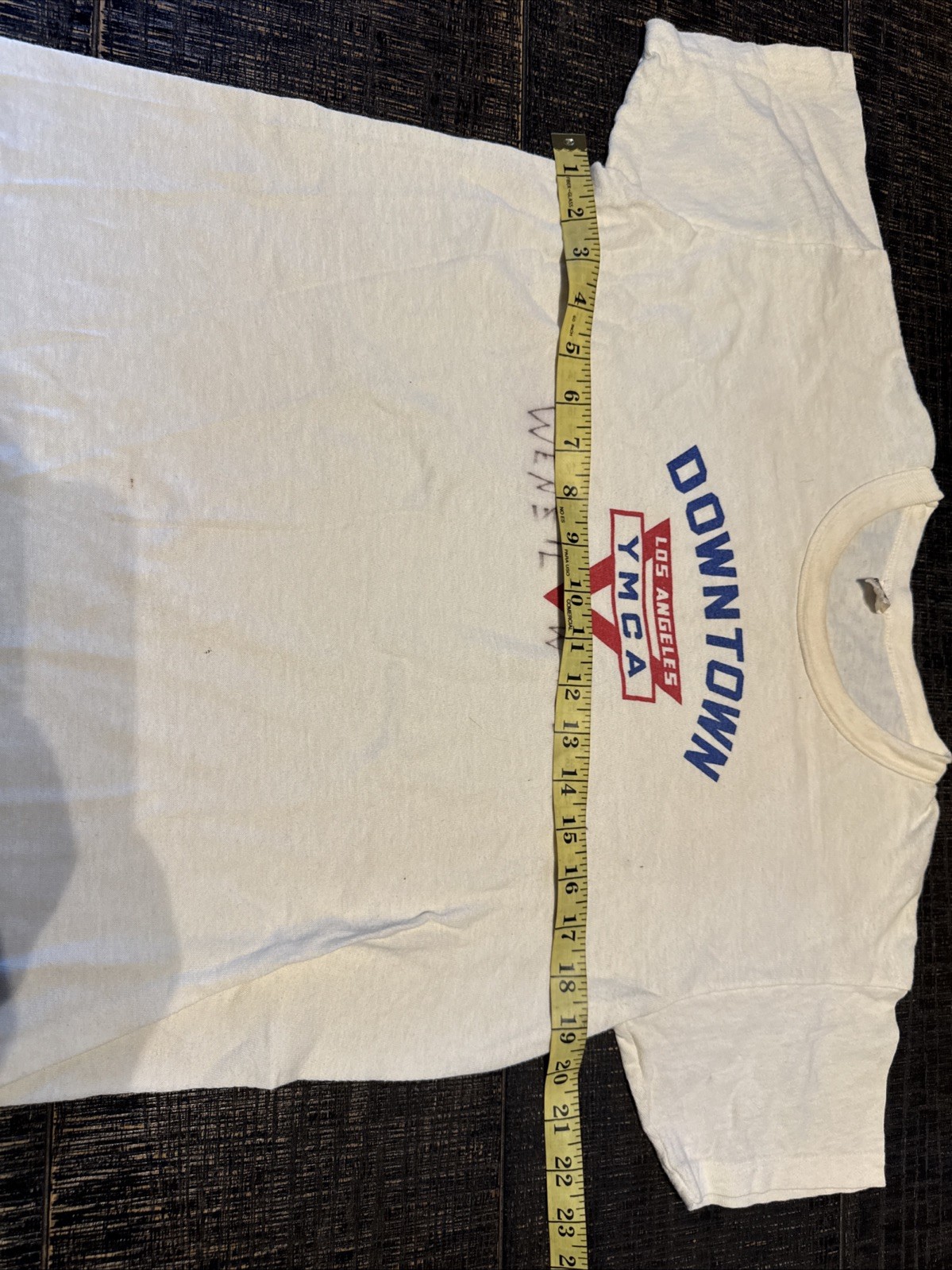 Vintage 60s Russell Running Man YMCA Felted Print T Shirt Size Large