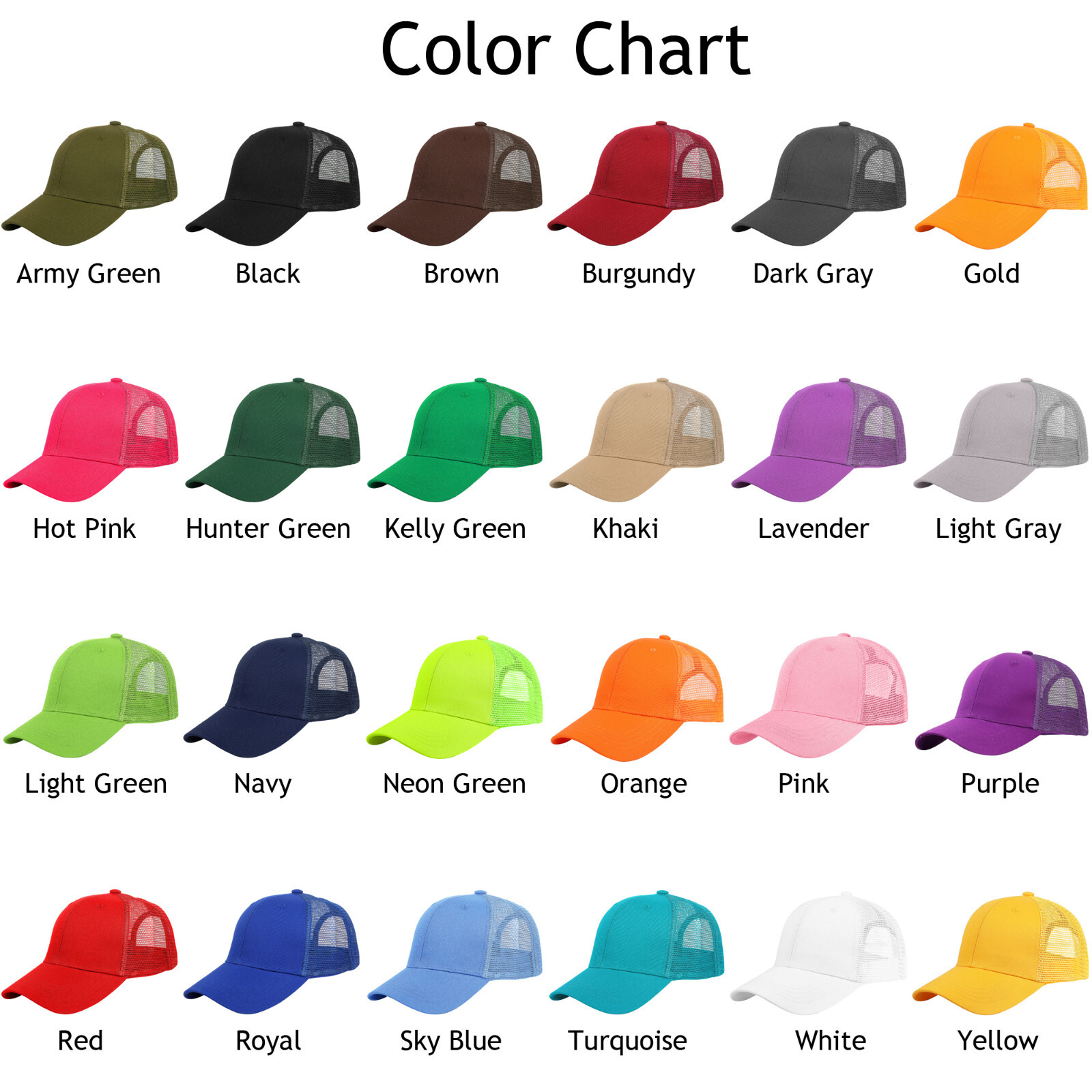 Falari Trucker Hat Baseball Cap Structured Plain Design 6 Panel Adjustable Size