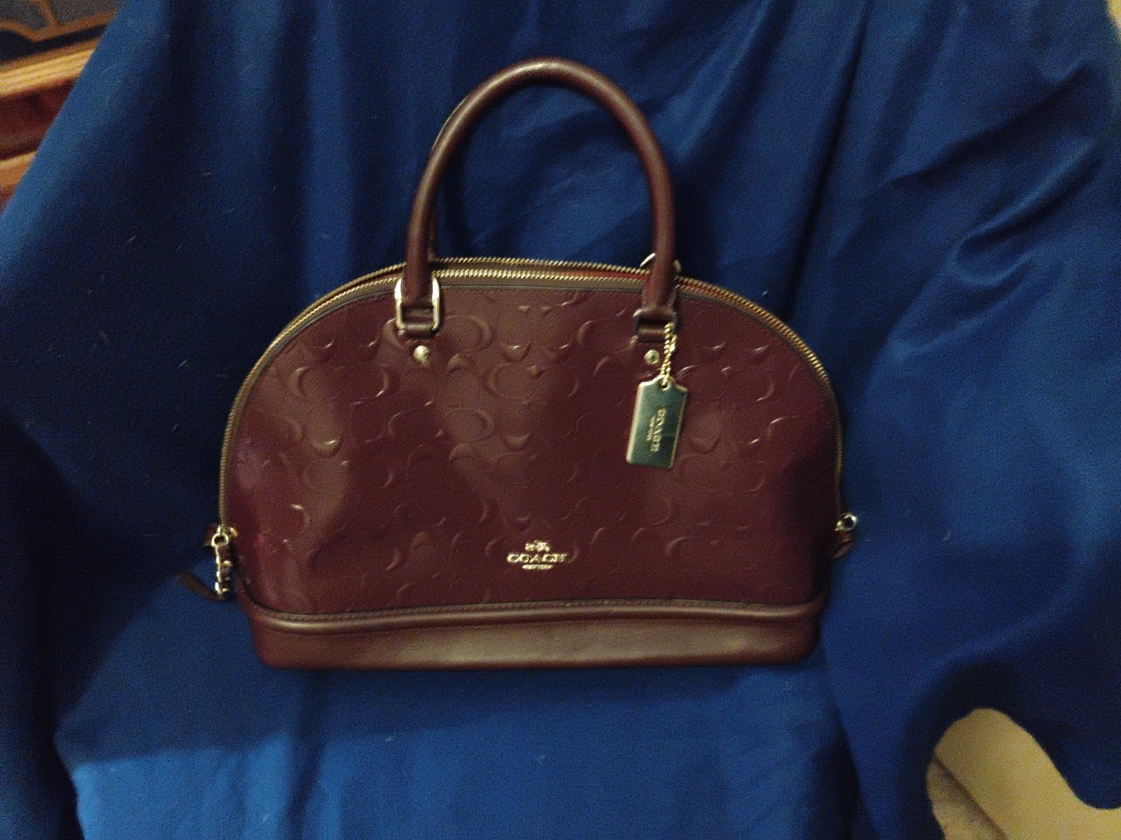 Coach Satchel ‘Sierra’ Oxblood Burgundy Signature C Debossed Patent Leather