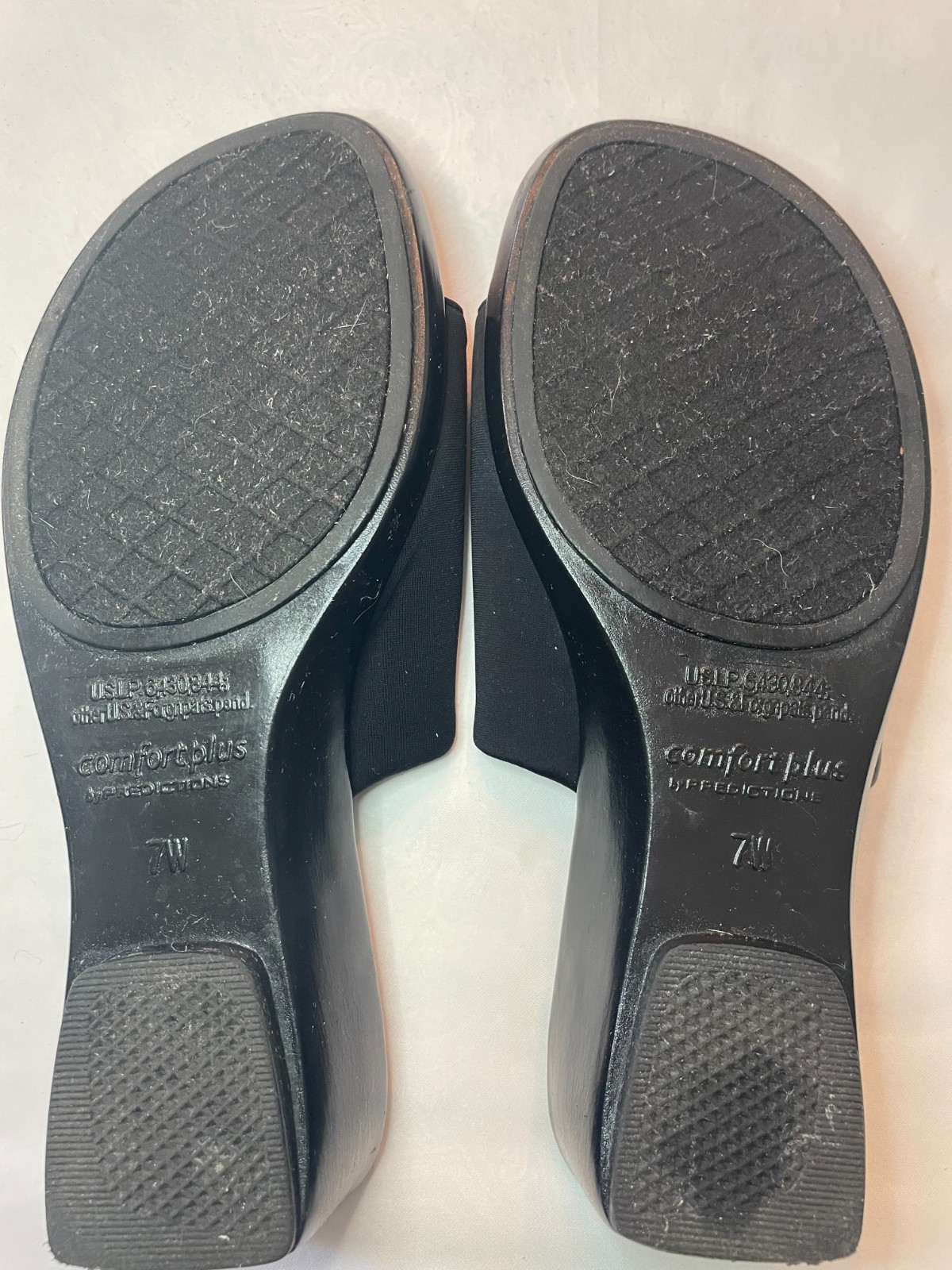 Comfort Plus by Predictions-Black Stretch Fabric/Wedge Heel Slip On-sz.7W