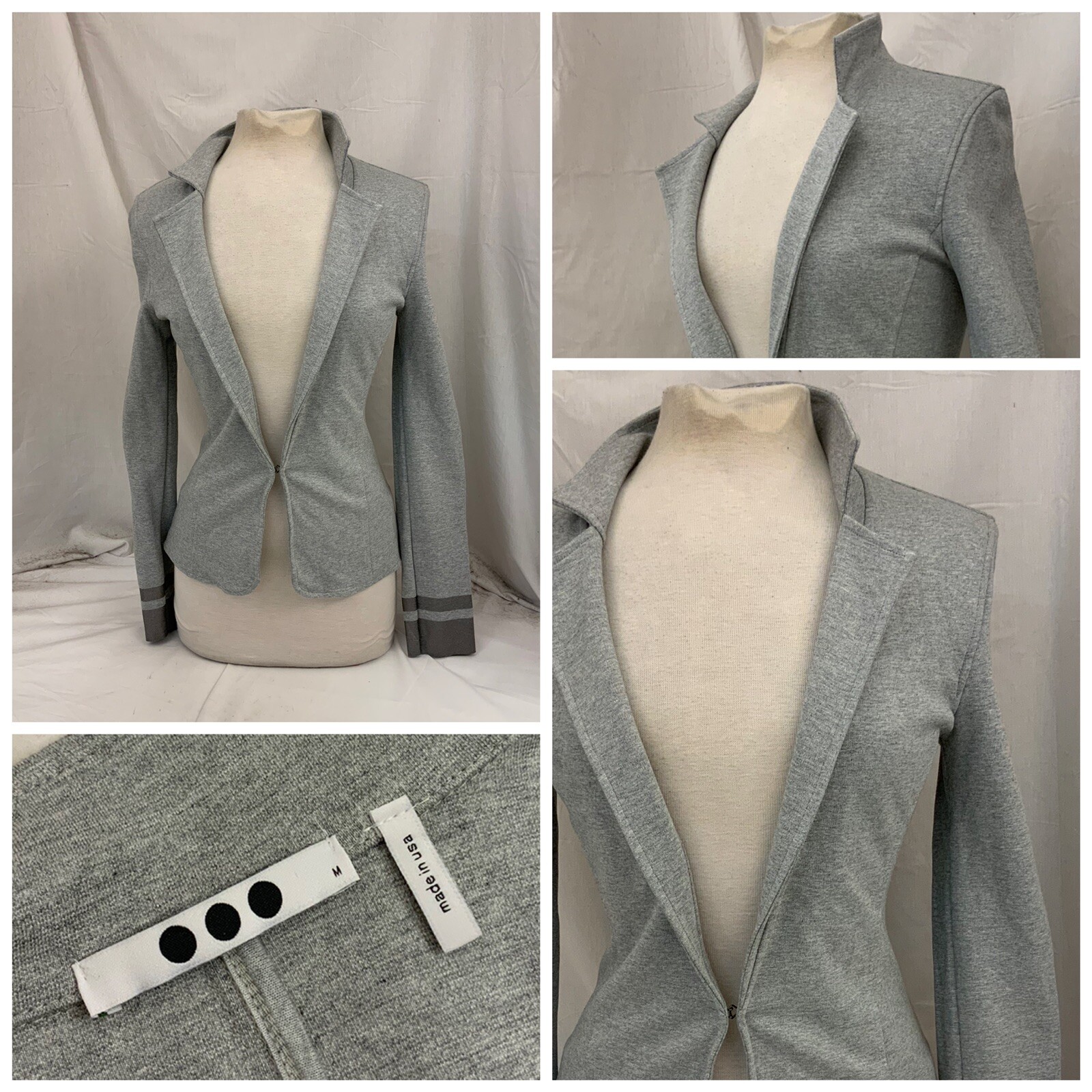 Three Dots Blazer Jacket M Women Gray Supima Modal Stretch USA YGI U1-328