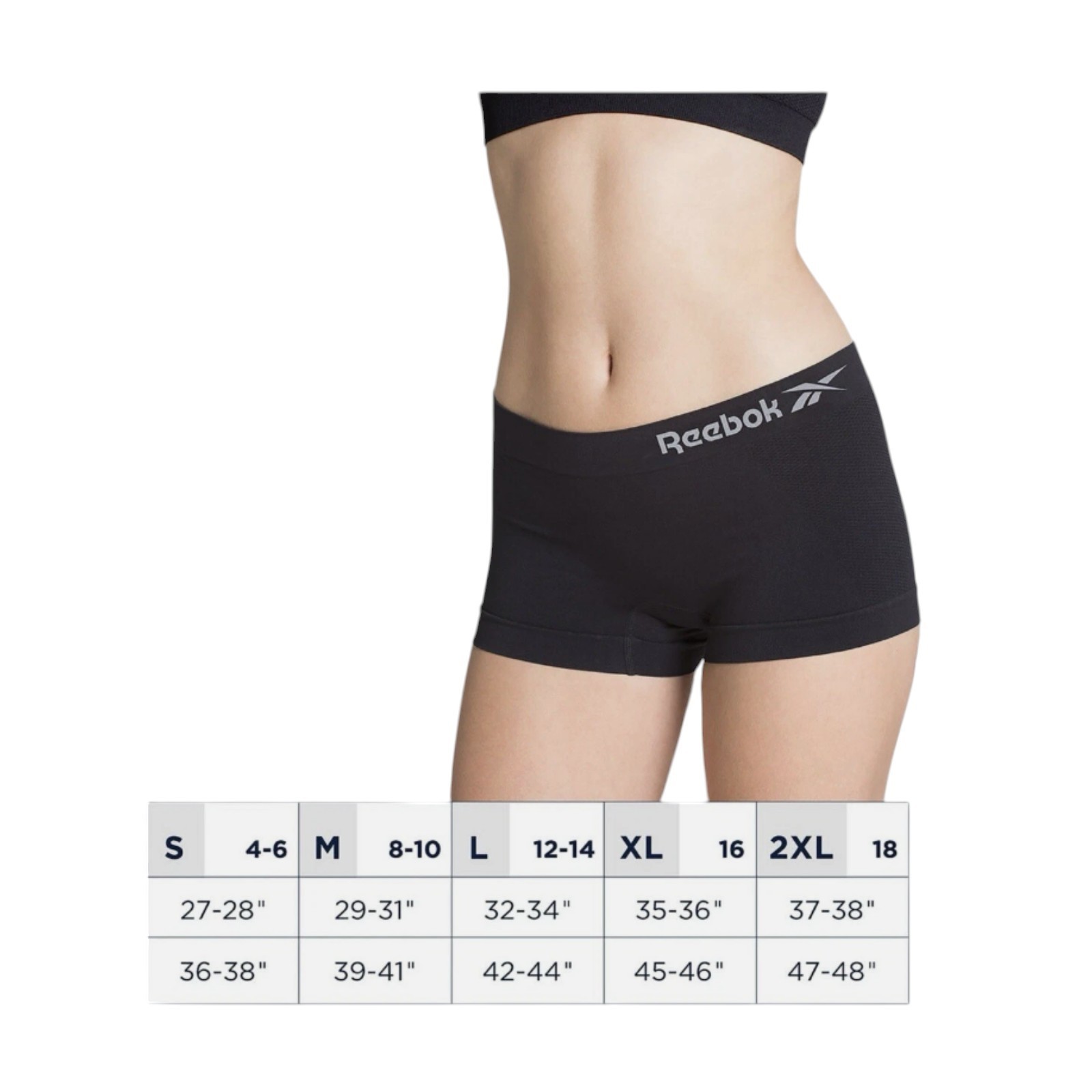 NEW Women’s Reebok 5 Pack Seamless Boyshorts White Purple Black Underwear L / XL