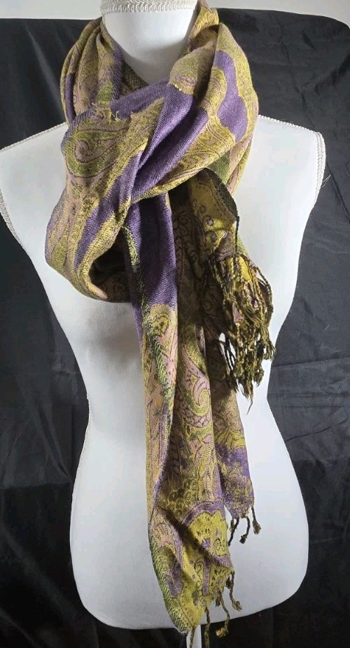 Pashmina Finished Paisley Shawl Wrap 72″by 26″ Fringed Scarf Throw Tapestry Boho