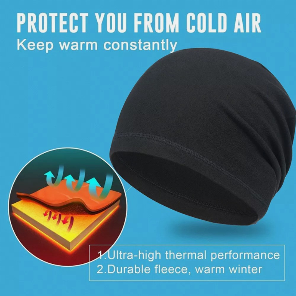 Skull Cap for Men Women Thin Fleece Beanie Cap Helmet Liner Sleep Hats Windproof
