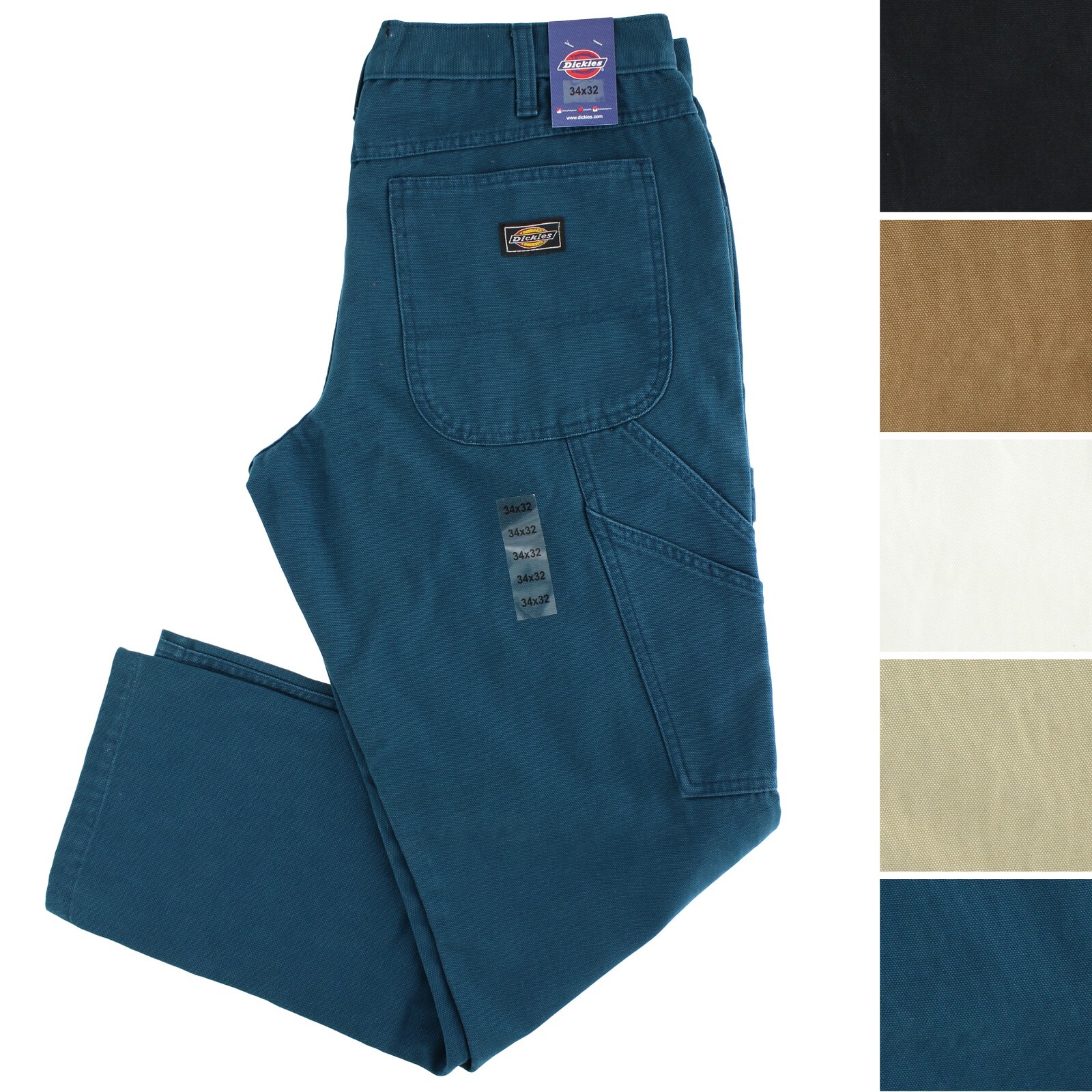 Dickies Men’s Carpenter Pants, Regular Fit, Denim Canvas, 7-Pockets, Hammer Loop