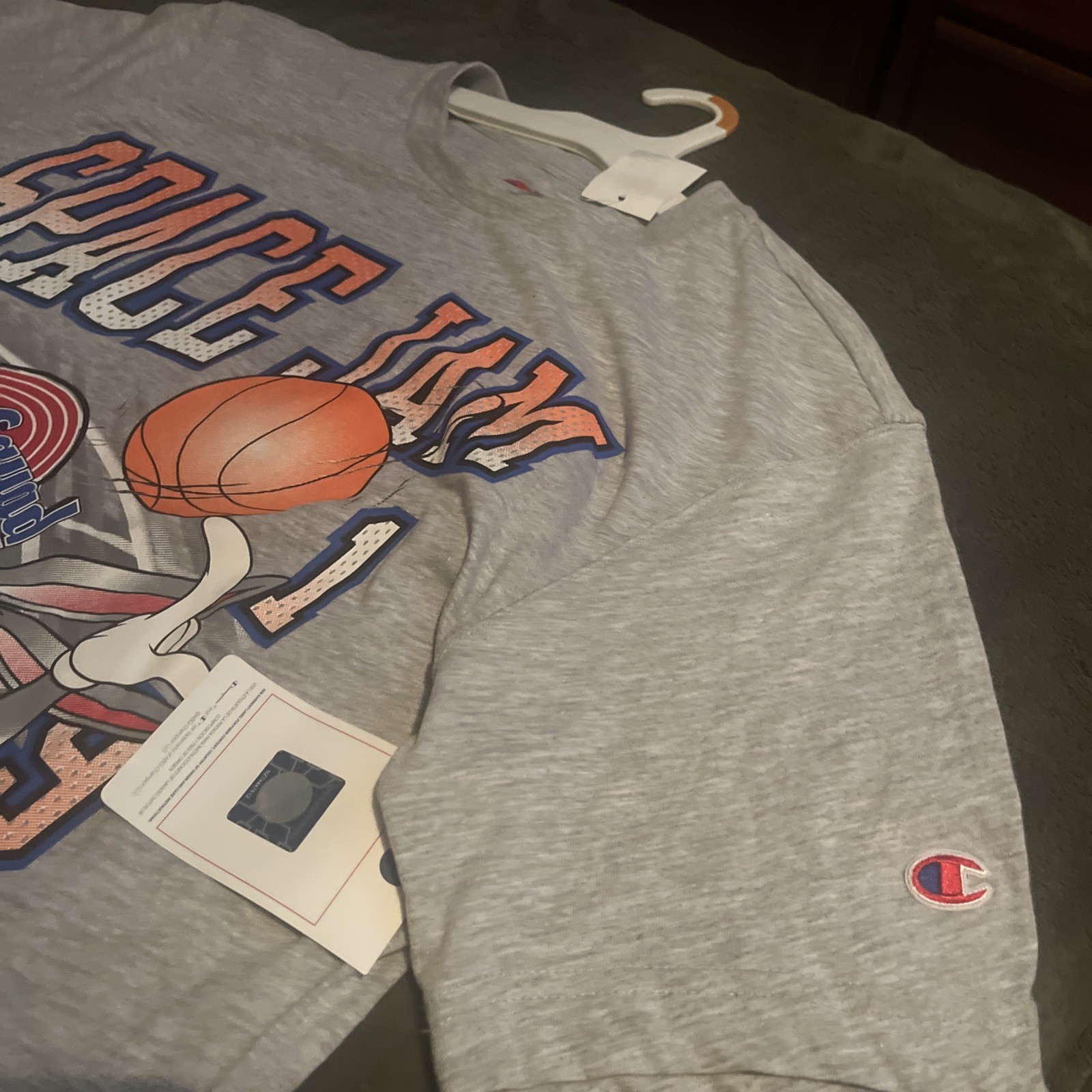 Champion × Space Jam Looney Tunes T‑Shirt  Size S Gray Basketball Graphic New