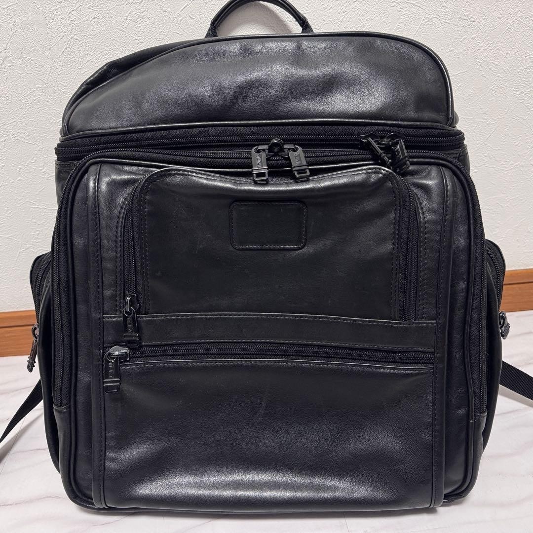 TUMI All Napa Leather Deluxe Backpack Business Rucksack Black Discontinued Rare
