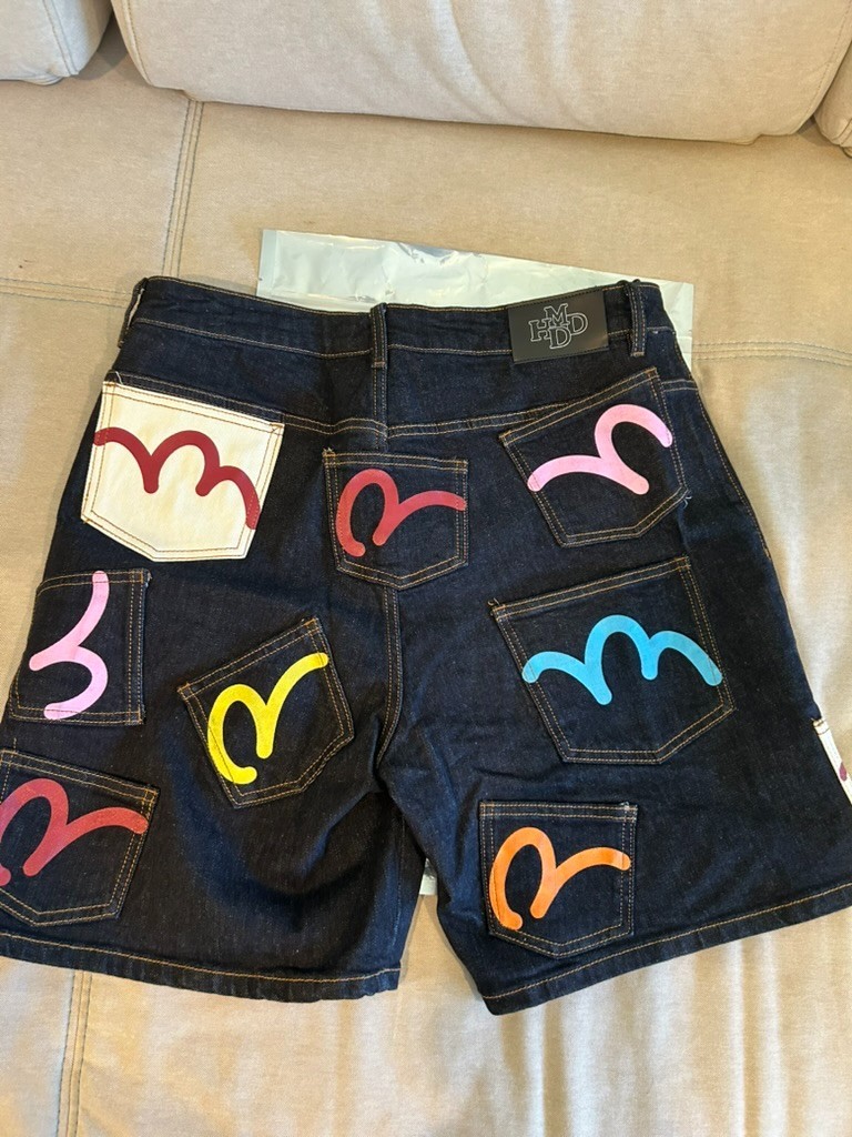 Authentic HMDD LA 16 Pocket Raw Denim Jorts Large Dark Wash Multi Pocket Baggy S