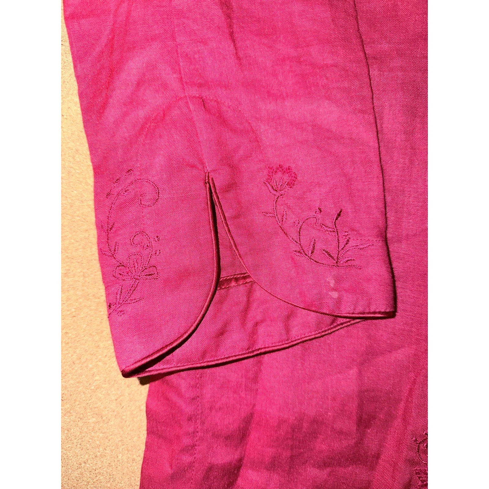 Vintage passports deep red 100% ramie button front tunic duster jacket size 6