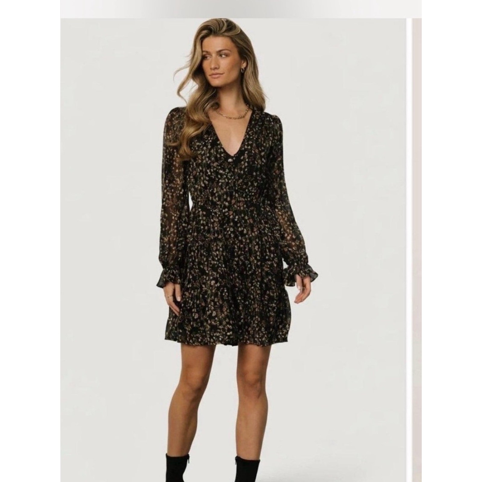 Baltic Born Huxley Tiered Short Dress features a lightweight chiffon fabric