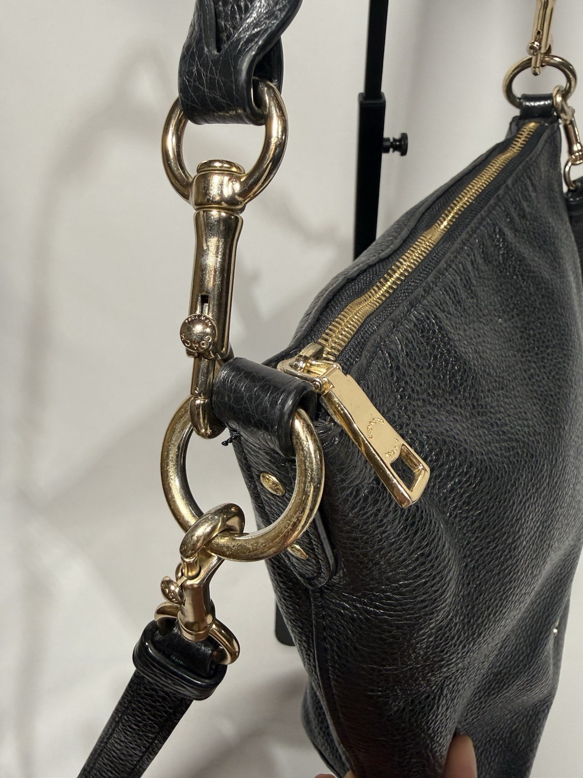 Coach Abby Duffle shoulder bag in black pebbled leather