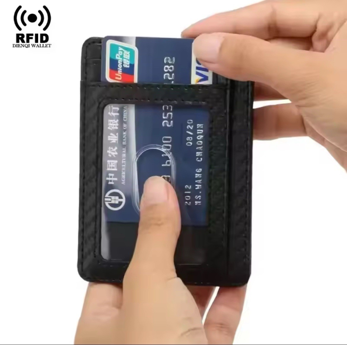 Carbon Fiber RFID Blocking Slim Wallet Credit Card Holder Minimalist Male Wallet