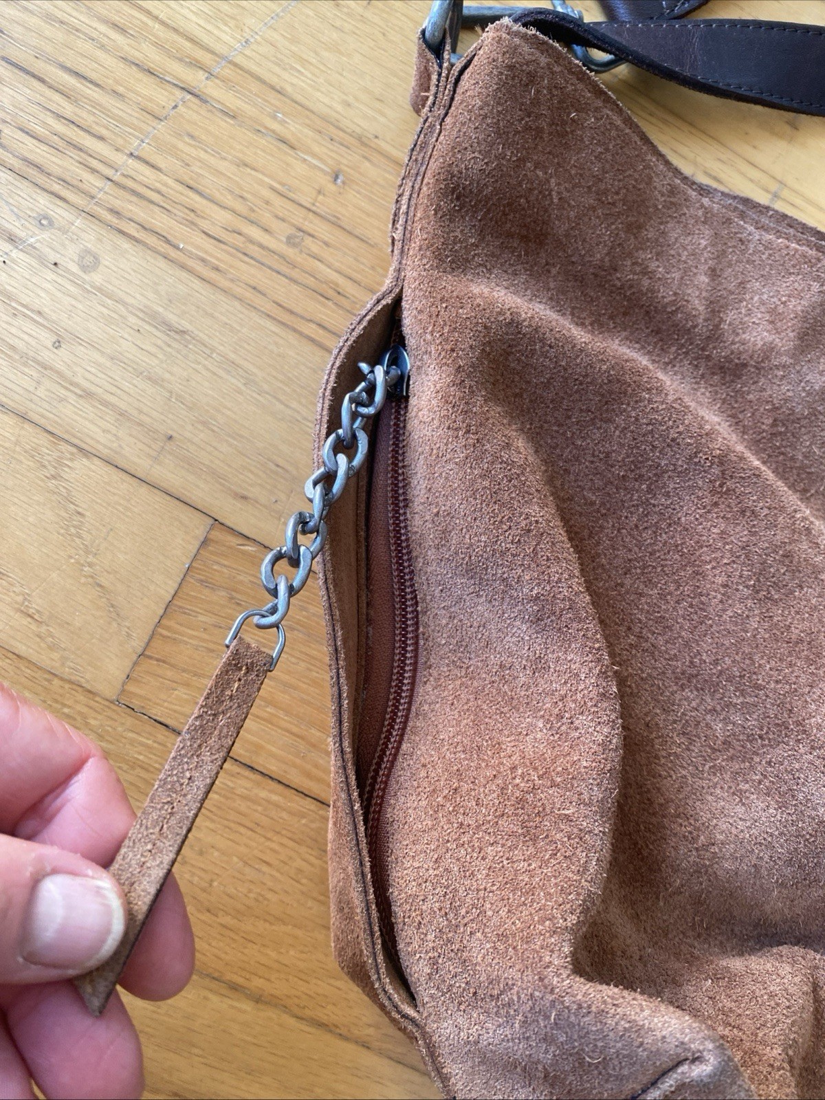 Free People Slouchy Suede Slingshot Rusty Brown Hobo Shoulder Bag Purse