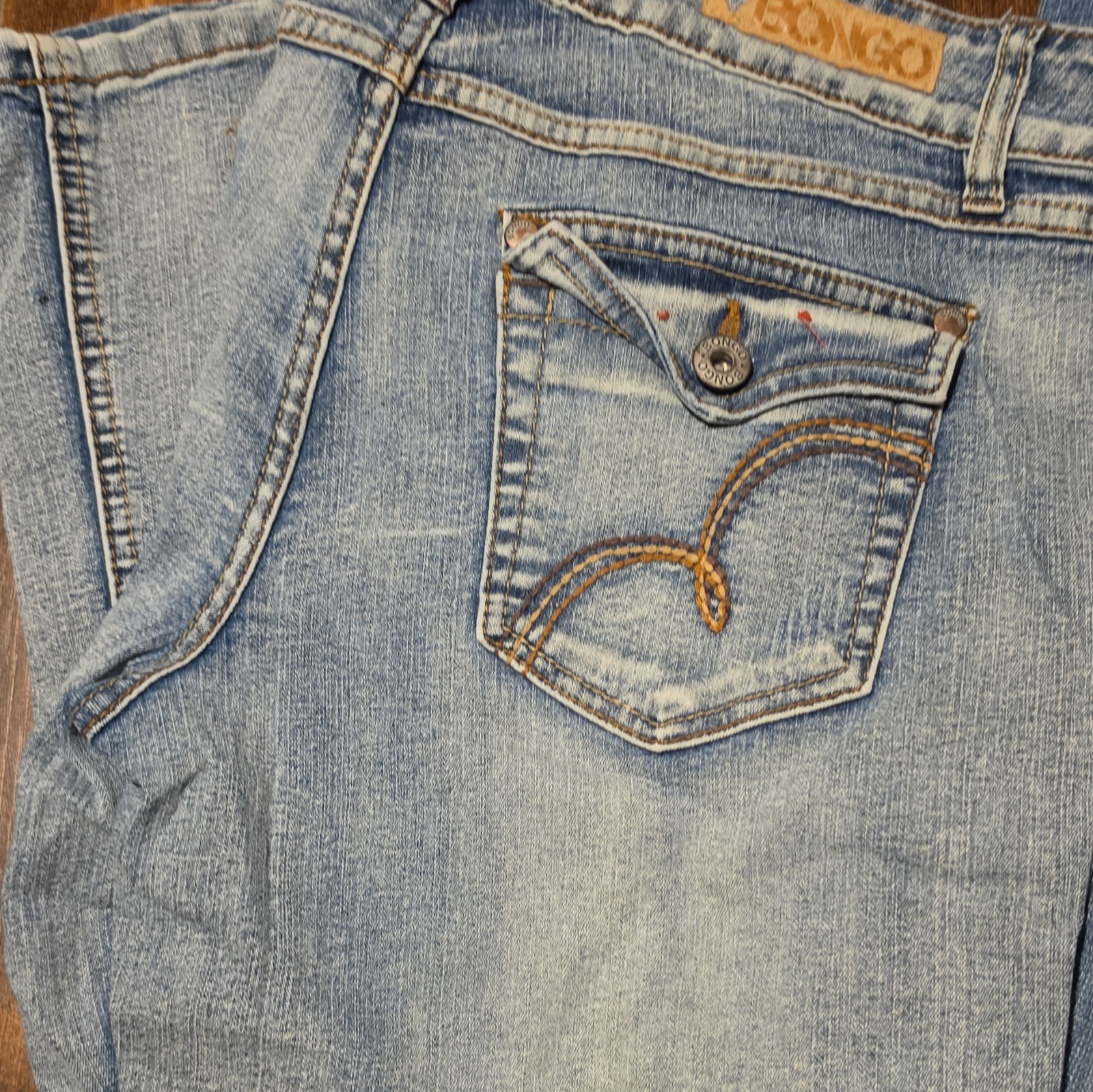 Lei & Bongo Baby Girl Solid Blue Denim Jeans Lot of 2, Size 13 FLARE