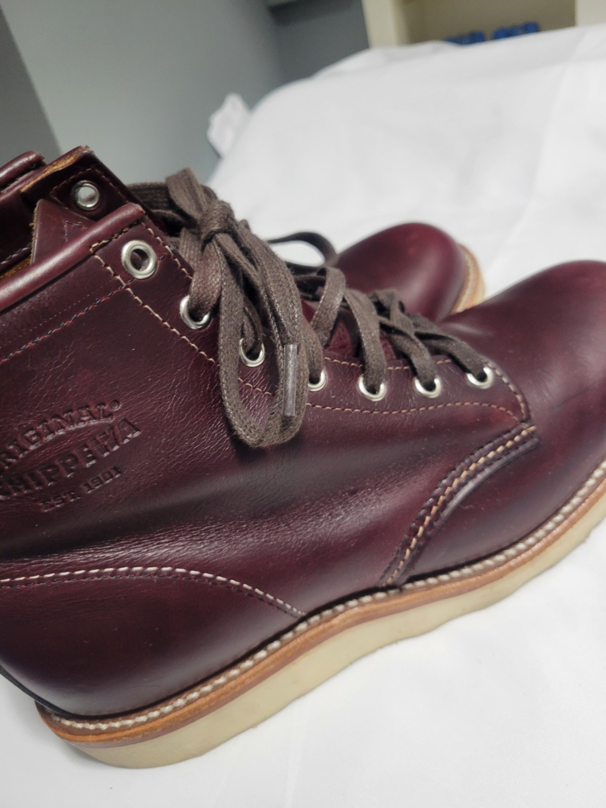 Chippewa Original Boots 6″ Cordovan Red Leather Mens 8.5 1901M16 Service USA