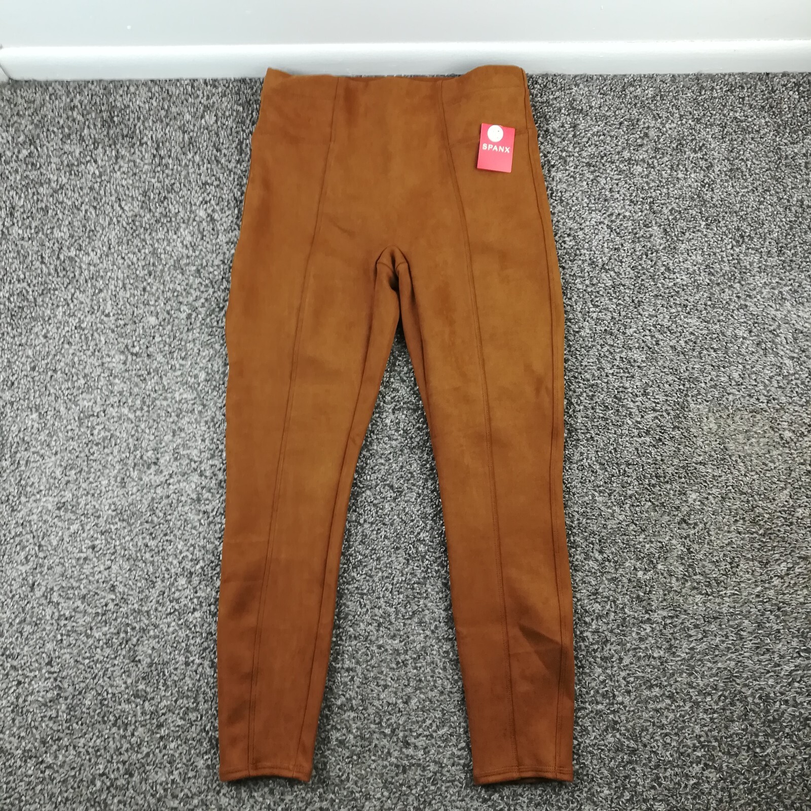 SPANX Faux Suede Leggings Women’s Petite Medium Caramel Brown Casual Slimming