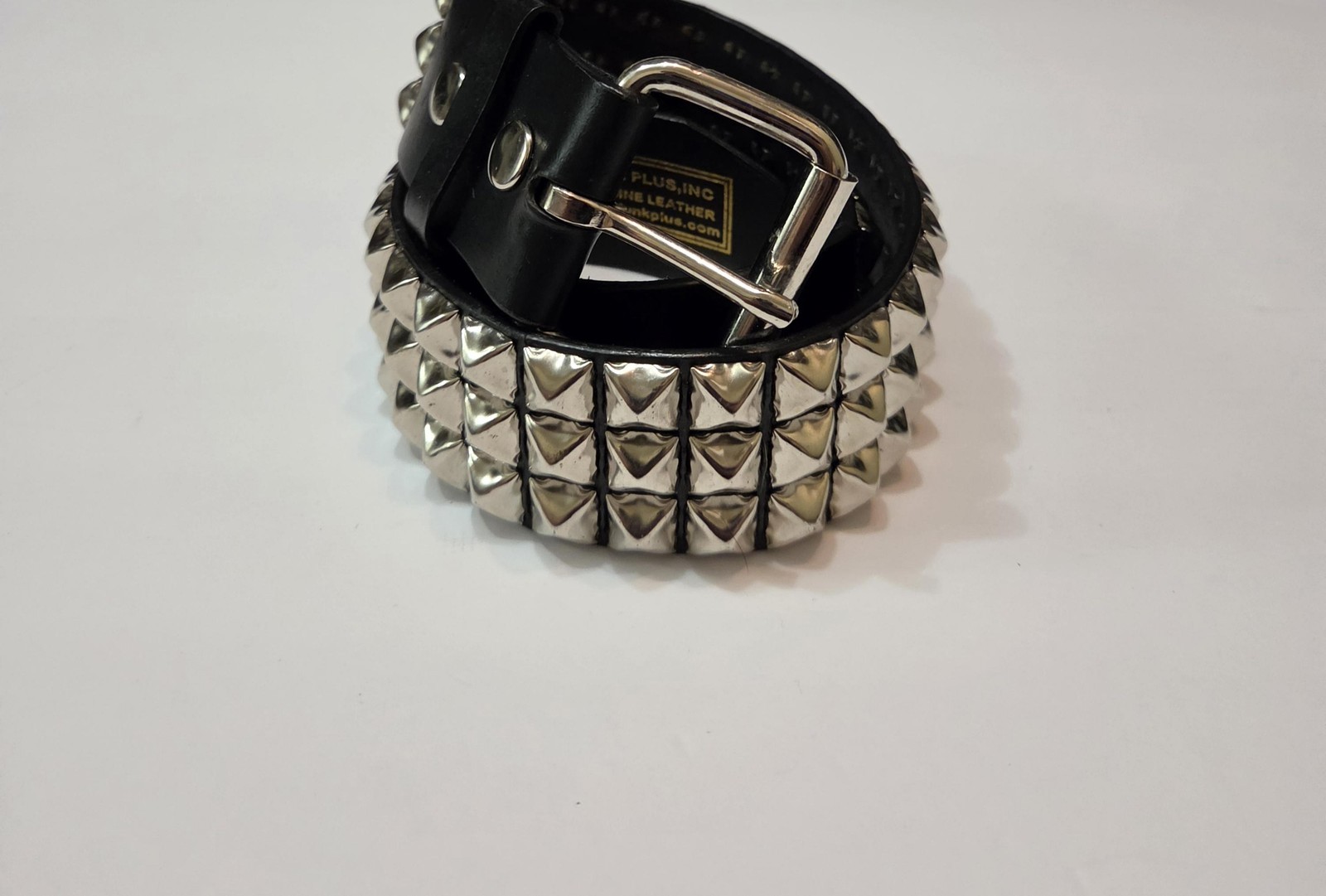 Funk Plus Belt Mens Small Black Leather Silver Studded Pyramid Punk Rock