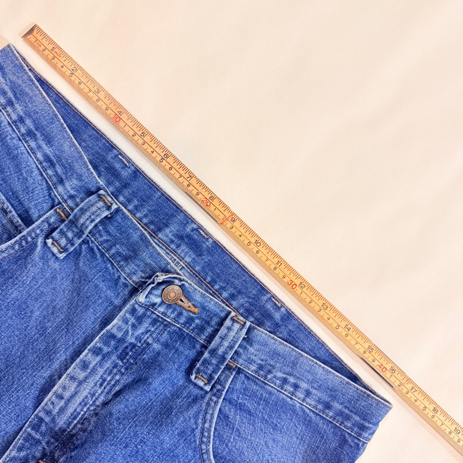 Wrangler Carpenter Shorts Men 34 Blue Good Denim Utility Workwear Hammer Loop
