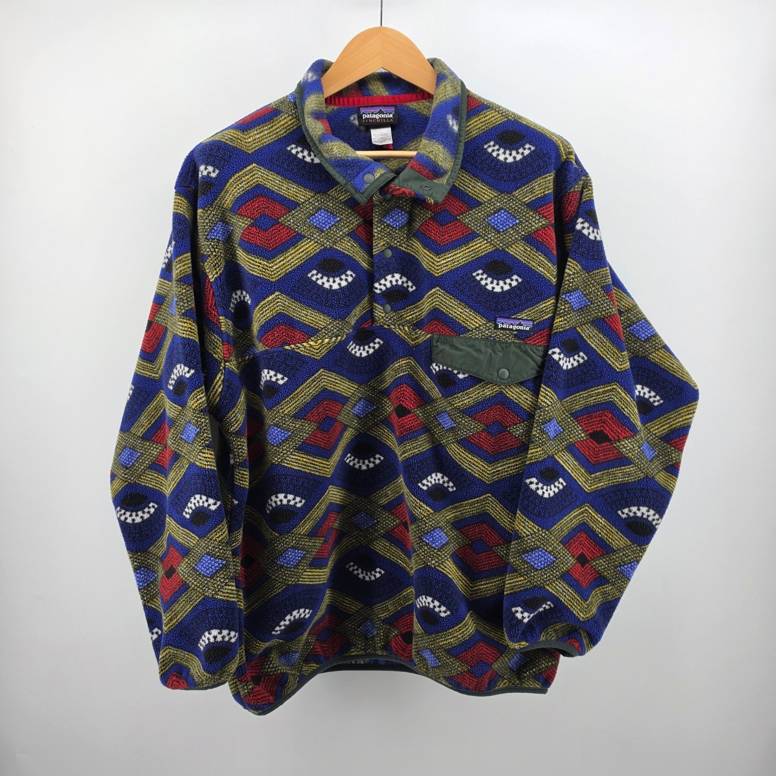 Patagonia 2014 Synchilla Snap-T Slowfoot Aztec Print Cobalt Blue Men’s Large