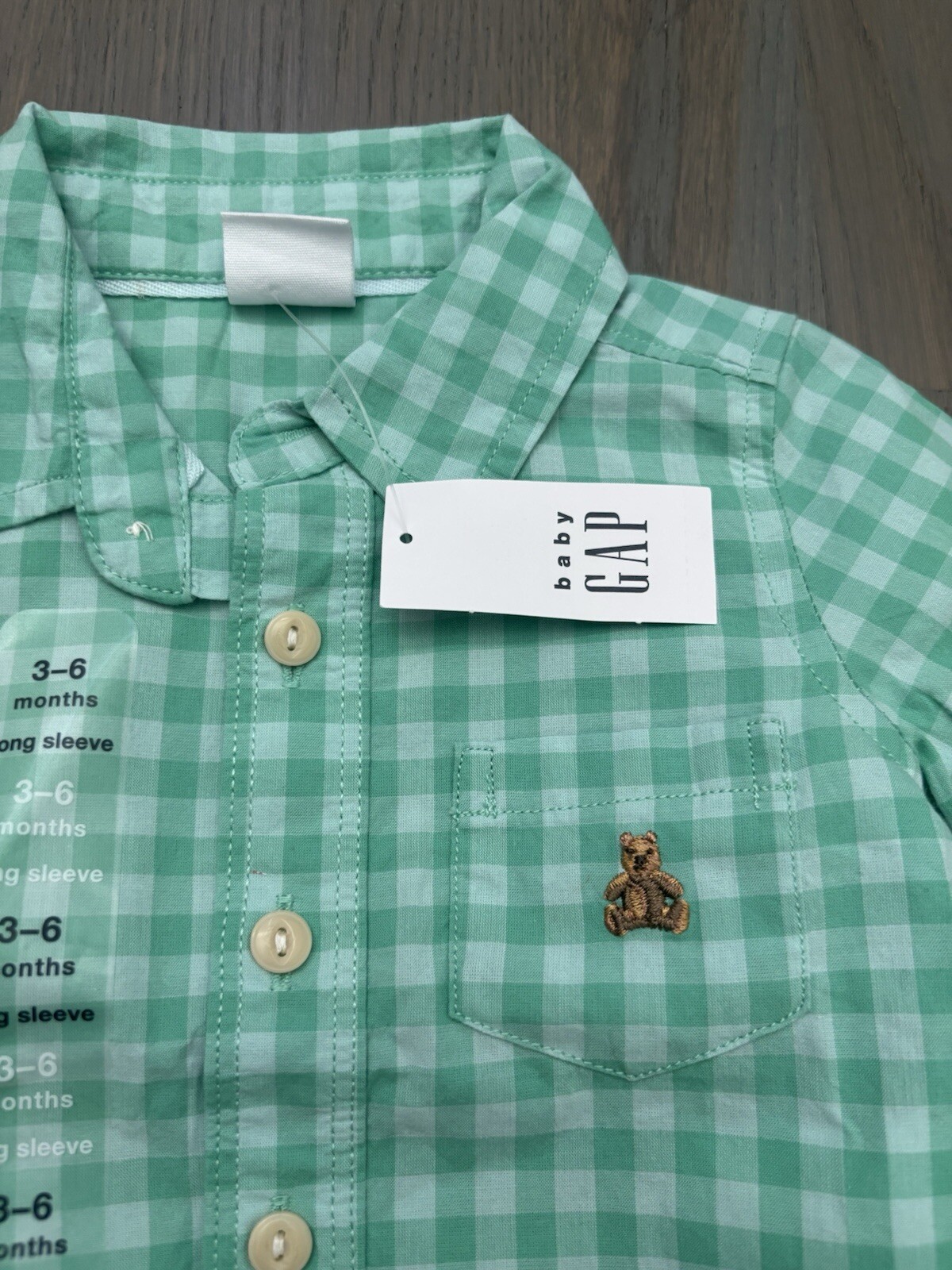 NWT Baby Gap boy 2-piece SPRING EASTER green plaid shirt khaki pant SET 3 6 9 12