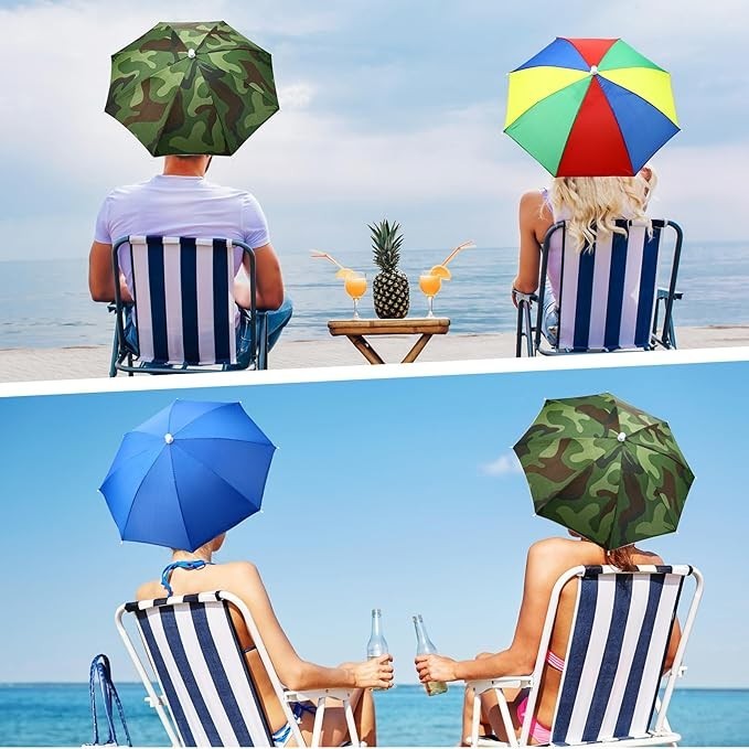 3 Pieces Rainbow Umbrella Hats Camouflage Fishing Cap Beach Umbrella Headband