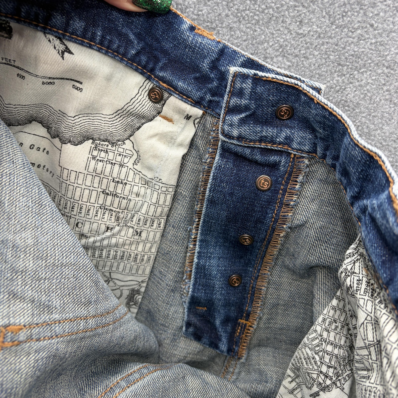 Taylor Stitch Democratic Jeans Mens 32×32 Blue Selvage Button Fly Denim Organic