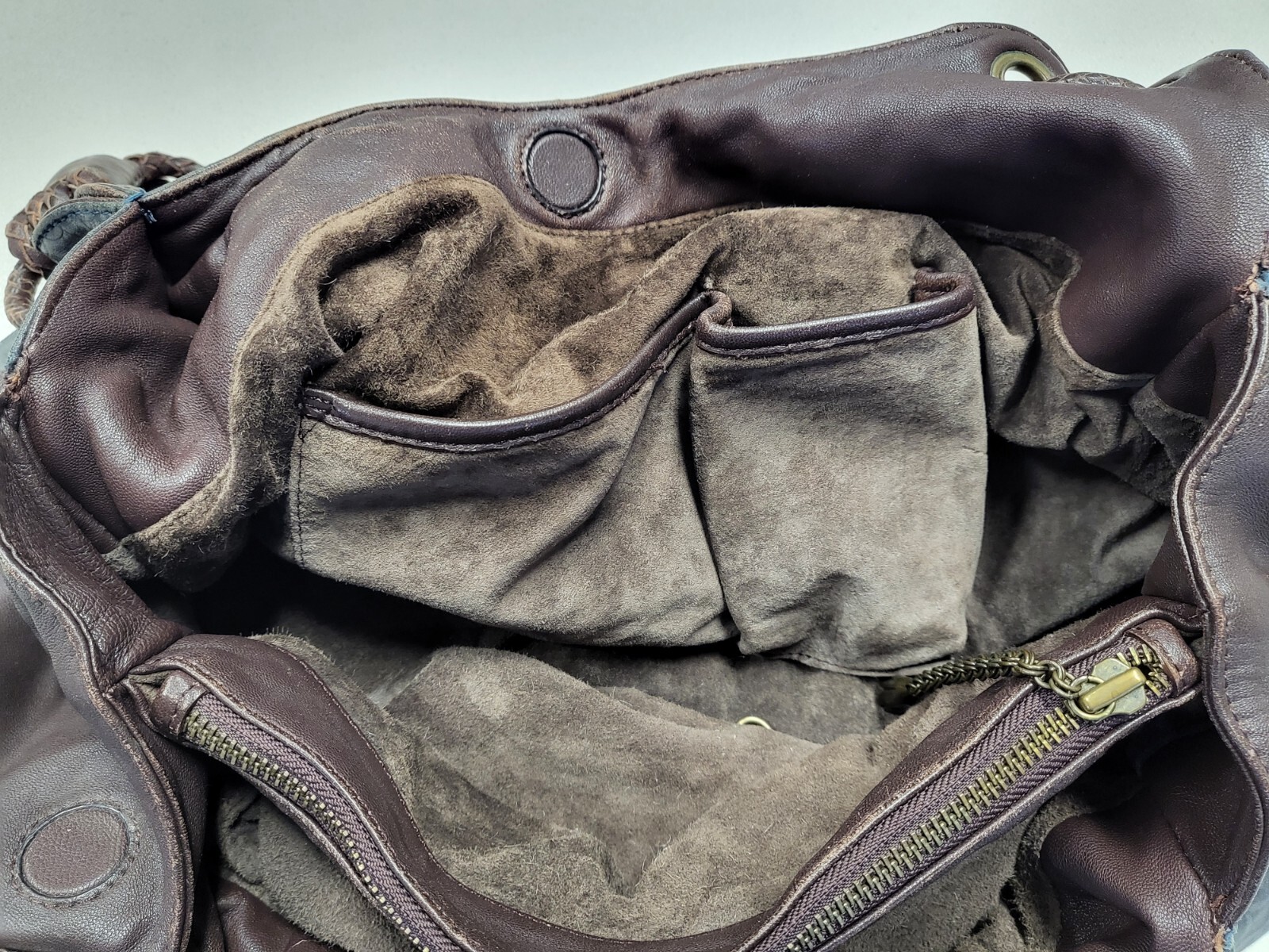 The Divine Tribe NYC Large Gray/ Brown Reptile Embossed Leather Tote Purse