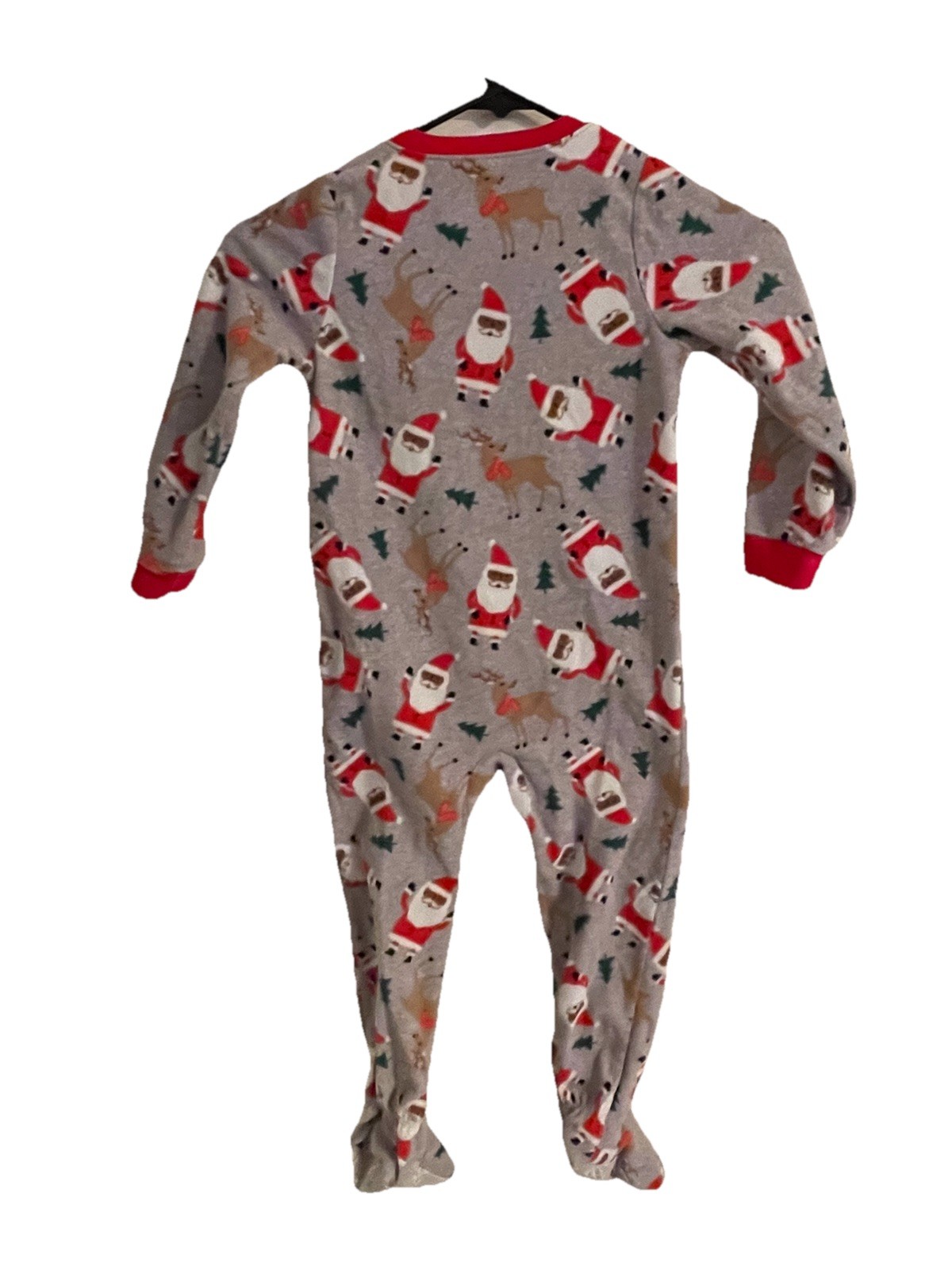Just One You 4T Fleece Footed Zip One Piece Sleeper Santa Christmas Gray