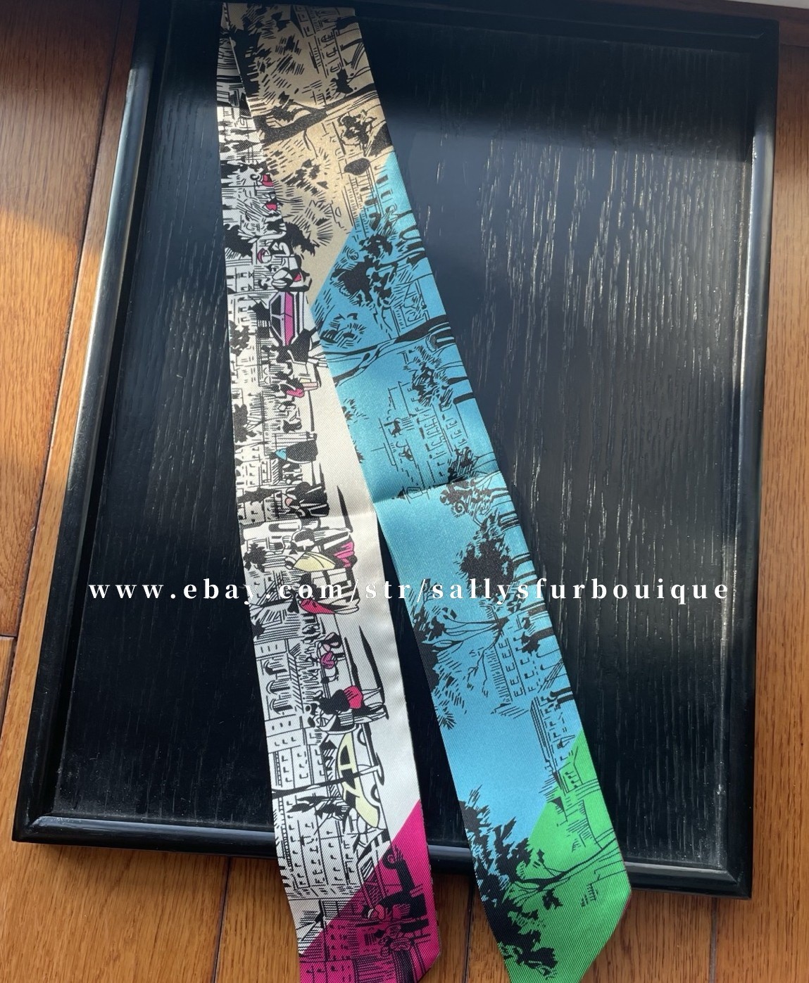 Quality 18 Momme Twill Silk Scarf Ribbon Street Print Necktie Headband 33″*2″