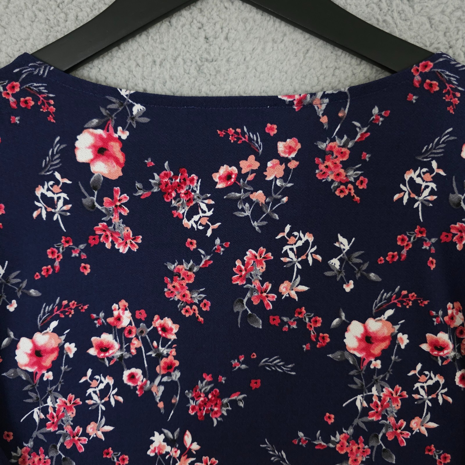 White House Black Market Shirt Womens Large Blue Floral Bell Sleeve Blouse Top