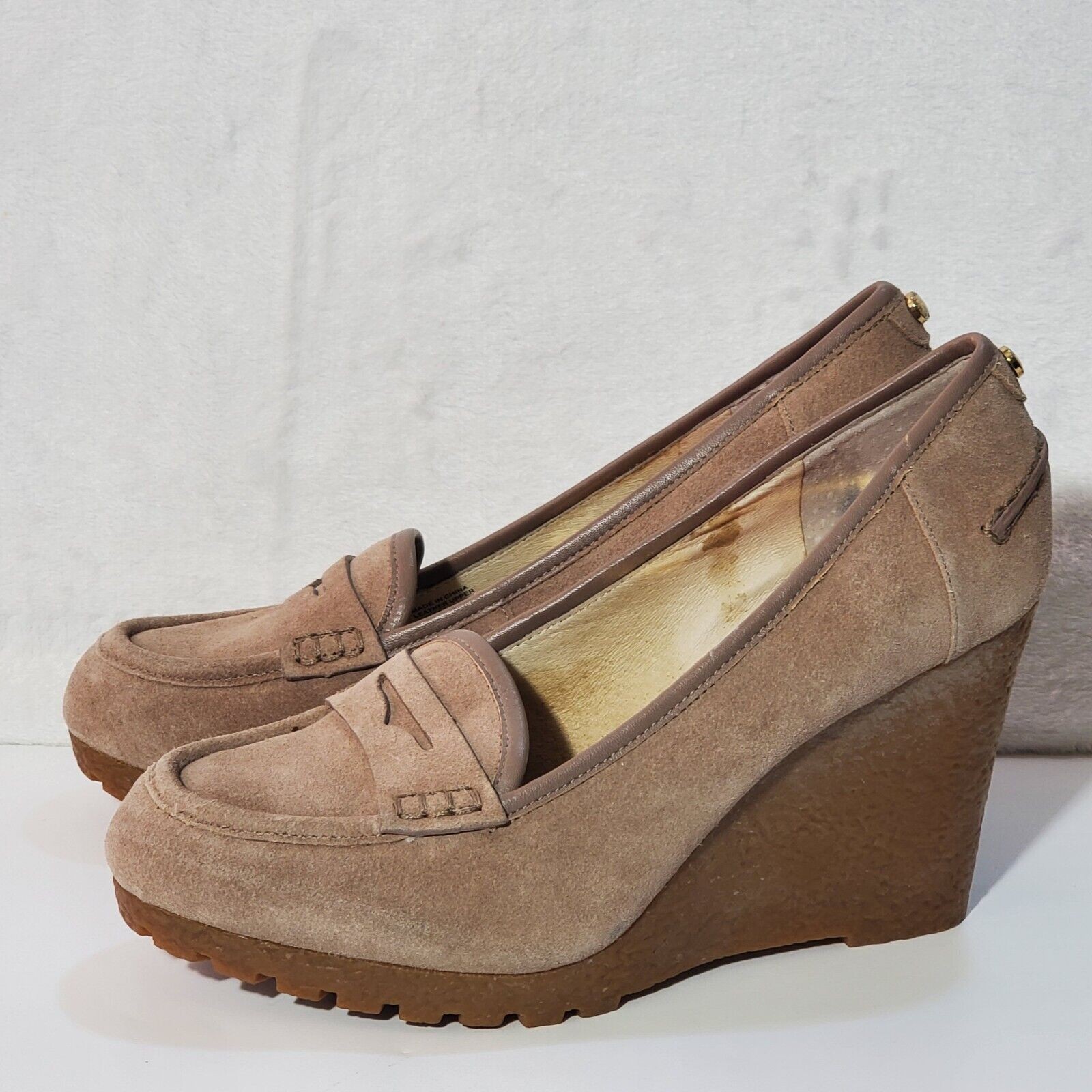 MICHAEL Michael Kors Rory Loafer Wedges Women’s 9.5M Taupe Suede