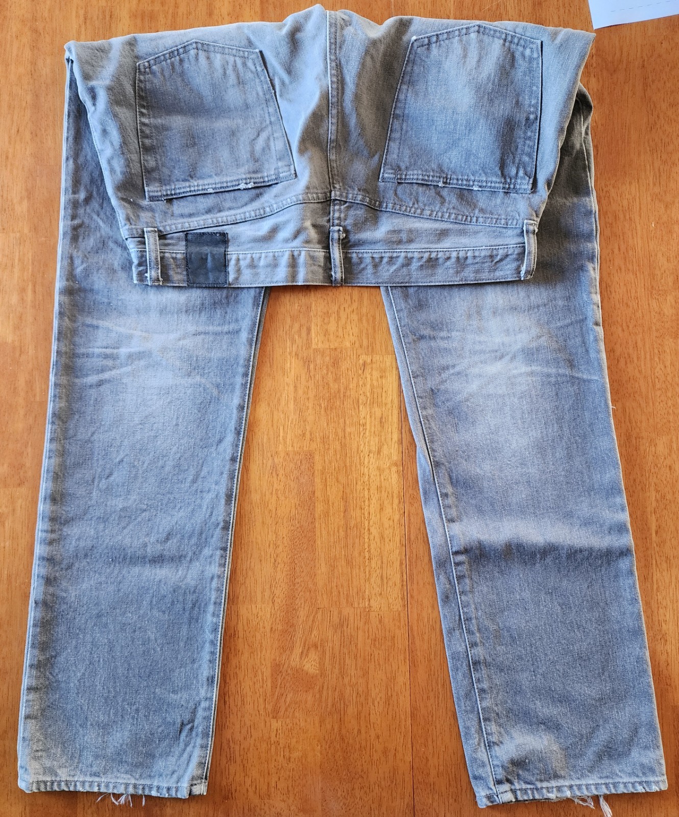 Gap 1969 Men’s Straight Jeans 33×34 Gray Faded Distressed 100% Cotton Denim male
