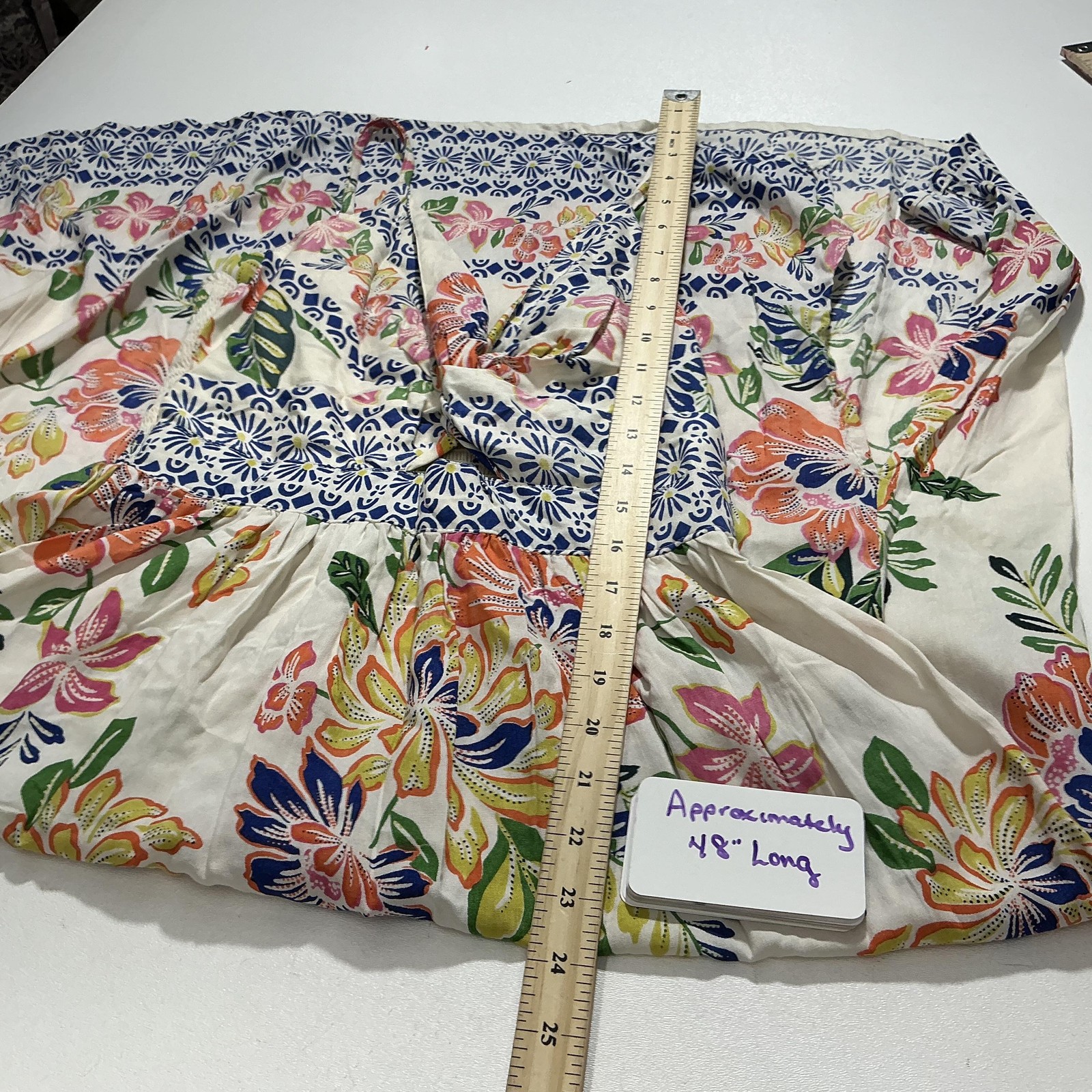 Angie Dress Womens Large Multicolor Floral Maxi Boho Rayon Sundress 48in Long