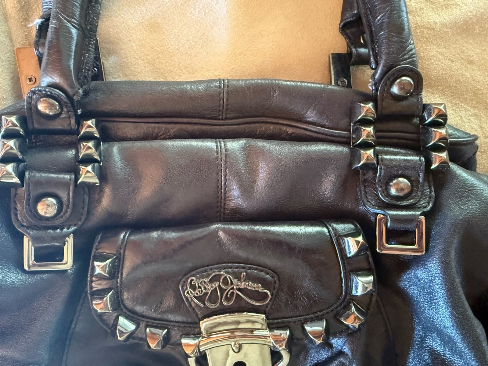 2000s Betsey Johnson Studded Black Purse VINTAGE LEATHER