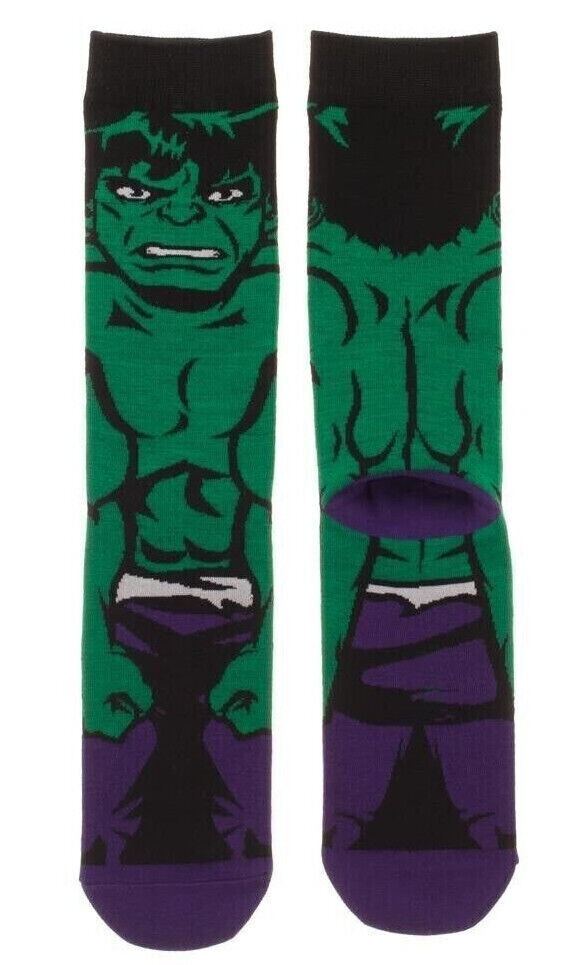 INCREDIBLE HULK | Mens Green Monster Superhero Socks | One Size UK 6-11 EU 40-46