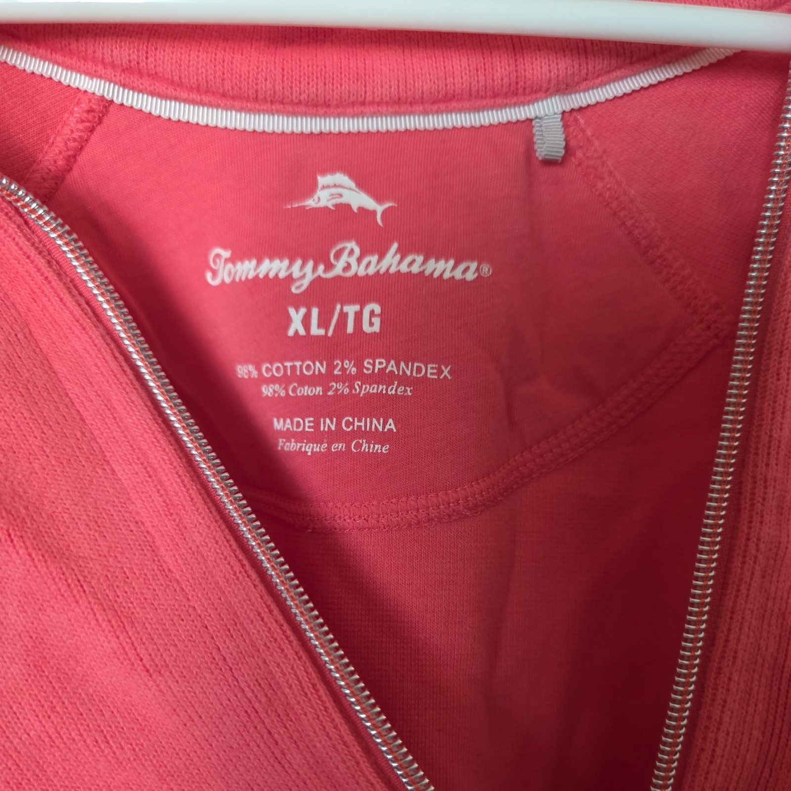Tommy Bahama Tobago Bay Half-Zip Sweatshirt Blue Marlin XL Salmon Sweater
