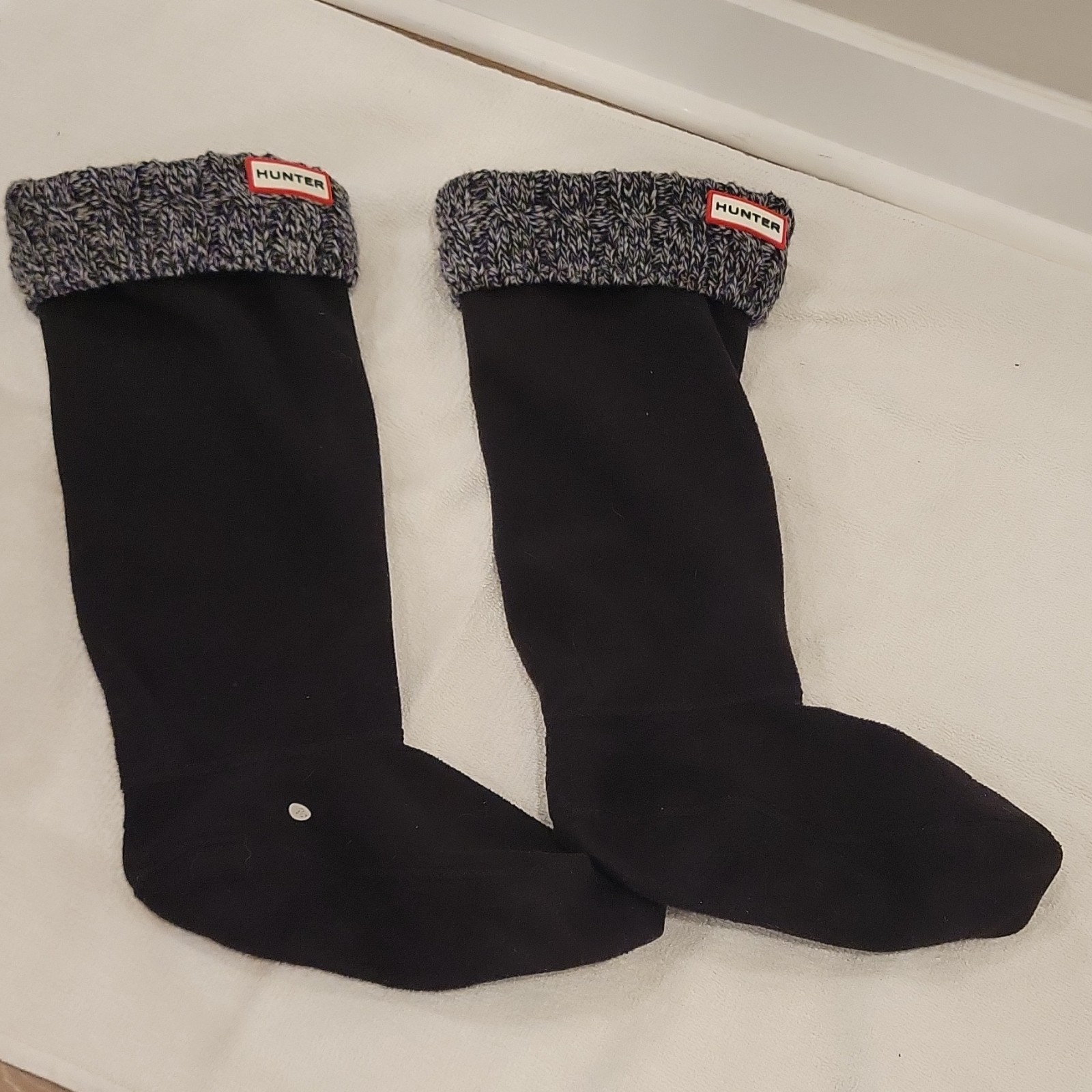 Hunter Original Tall Black Waterproof Knee High Rain Boots w/ Socks US 6